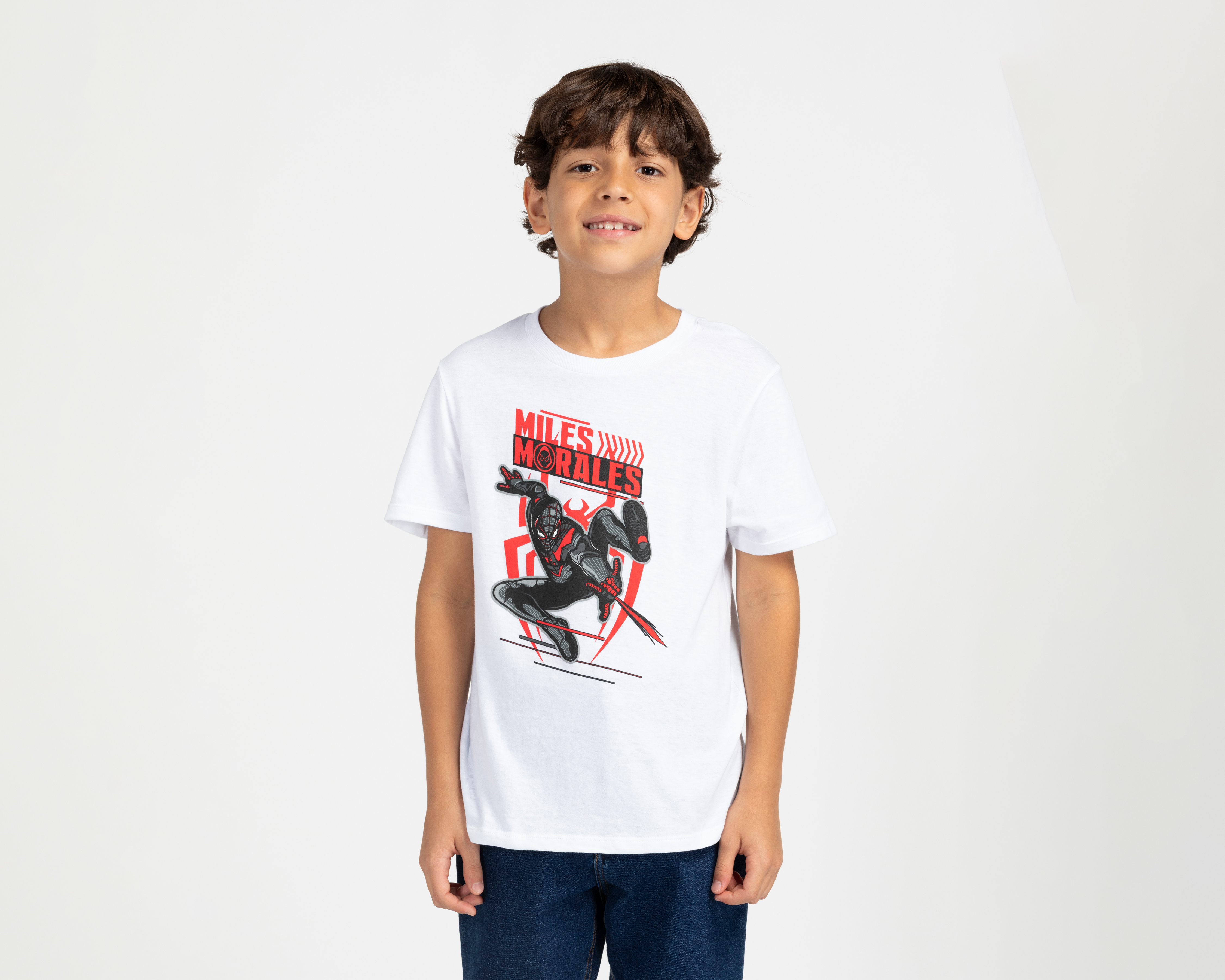 Playera de Cuello Redondo Blanca Marvel para Niño