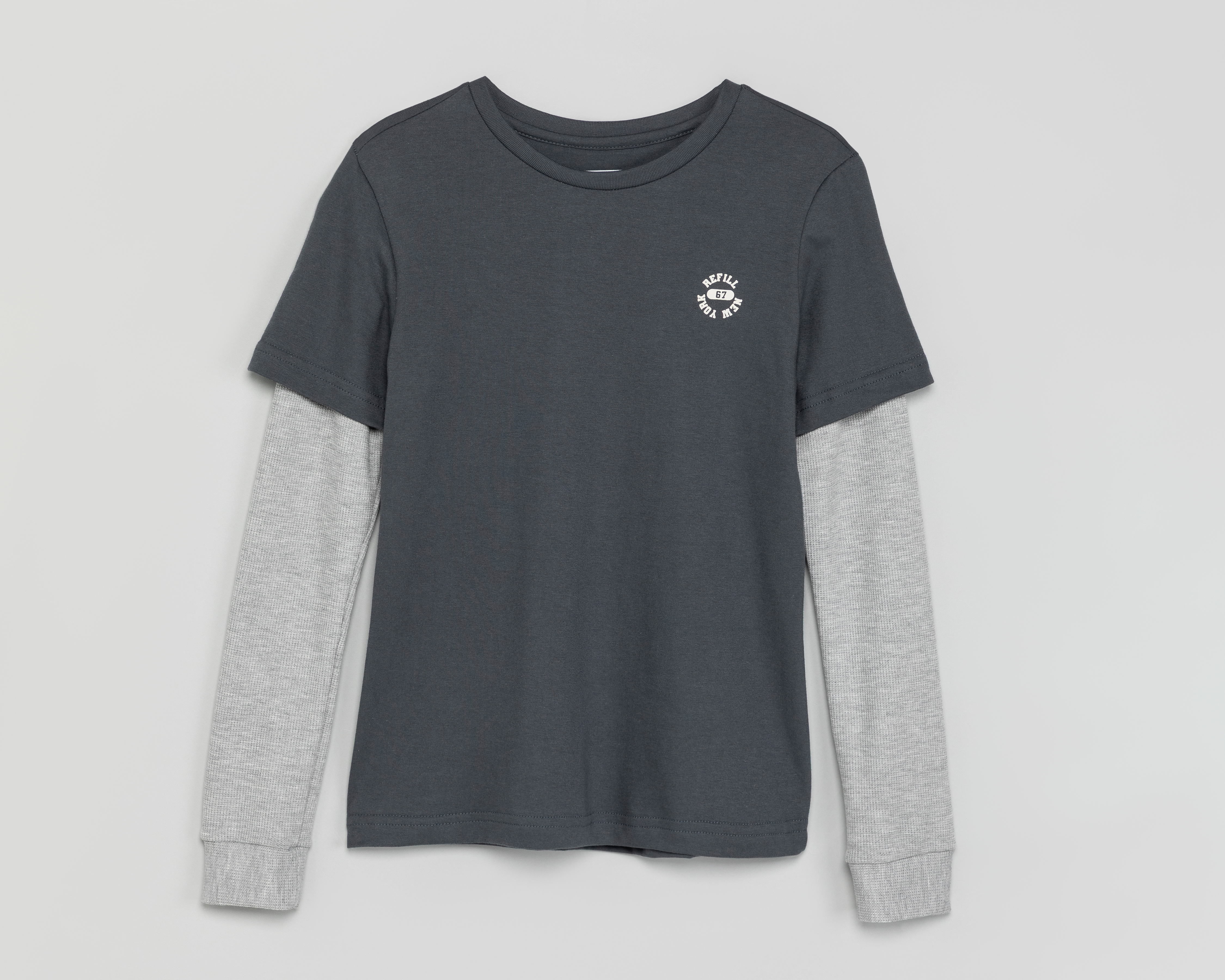 Playera Manga Larga Gris Refill para Niño