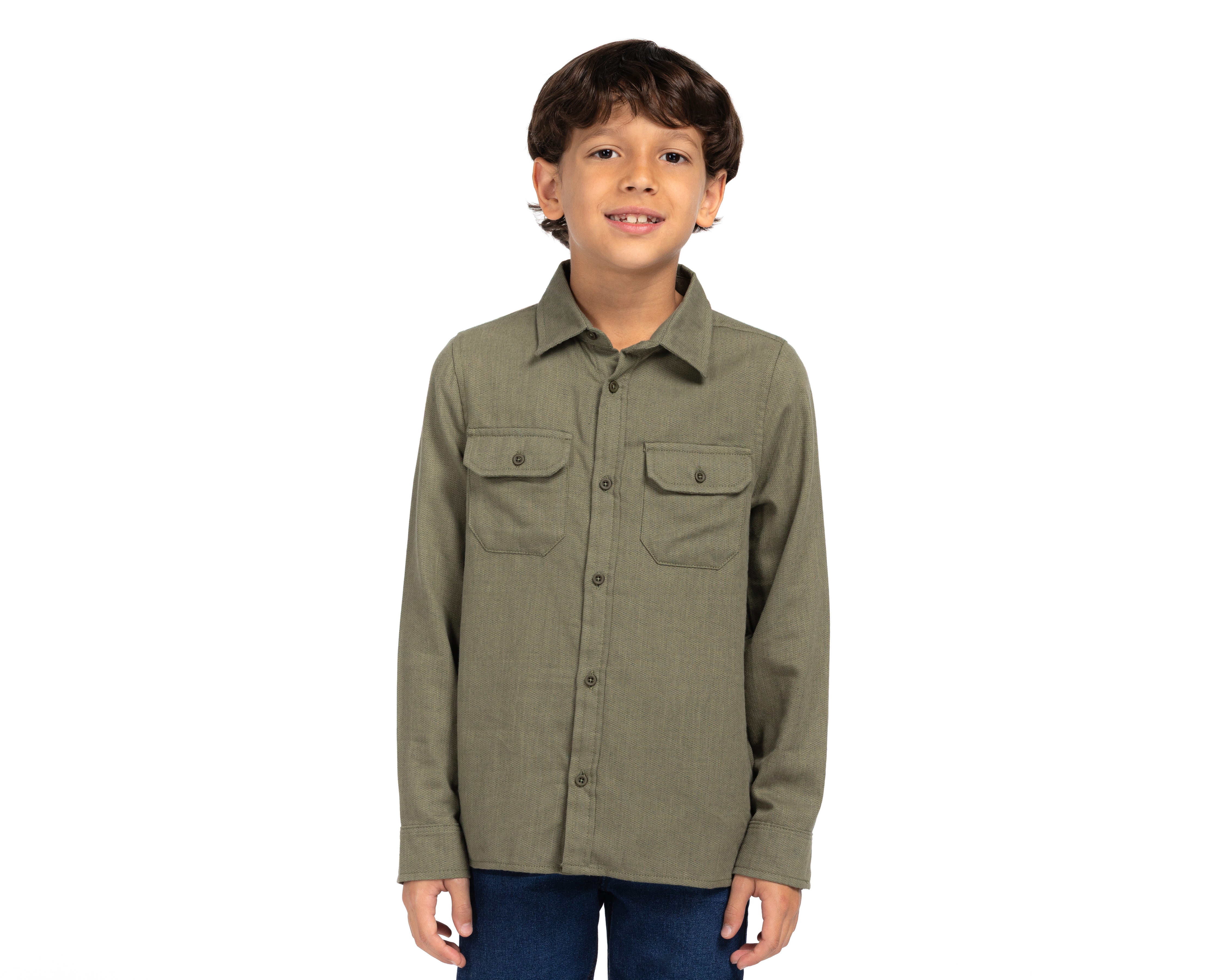 Foto 2 pulgar | Foto 1 | Camisa de Cuello Americano Verde Refill para Niño