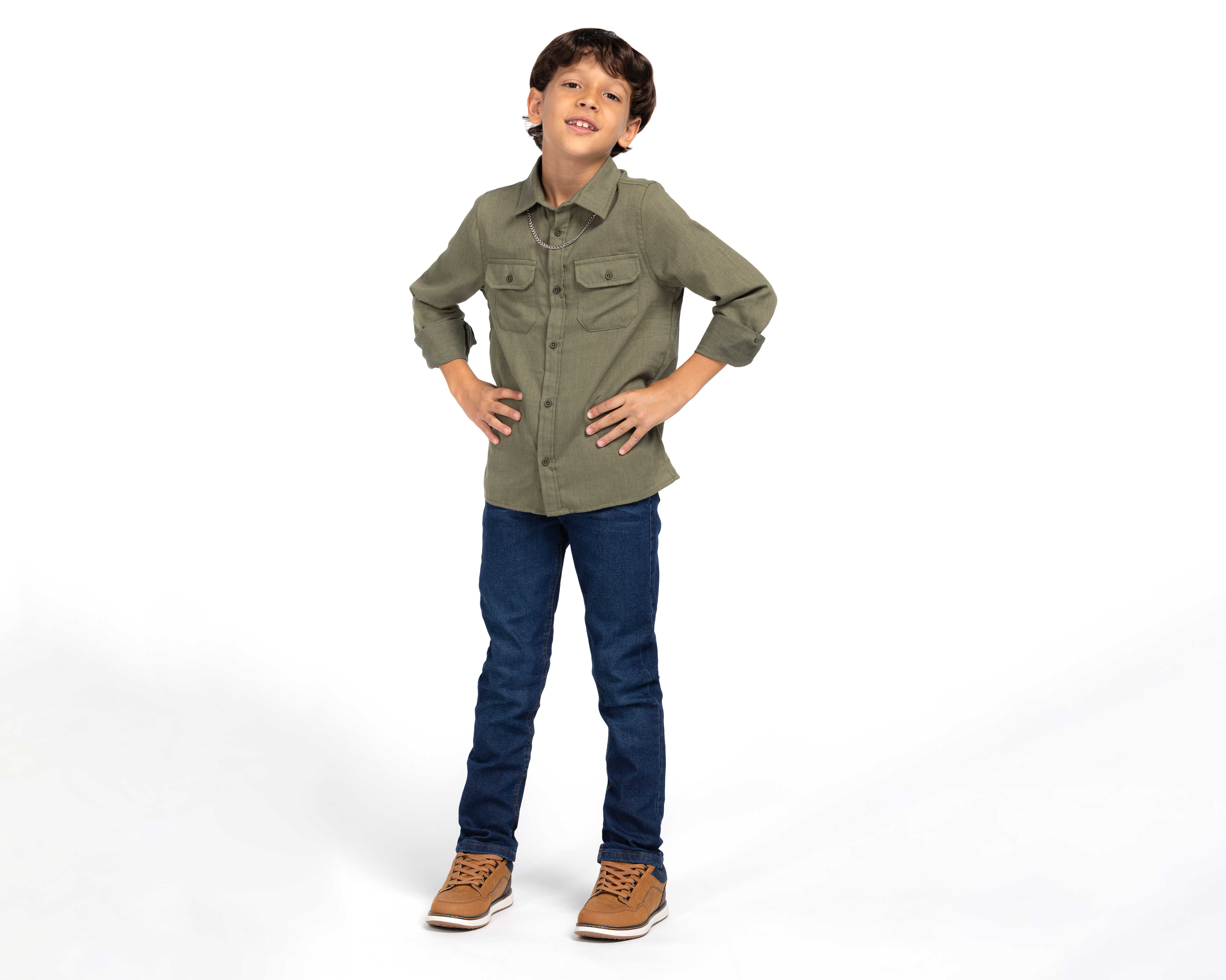 Foto 2 | Foto 2 | Camisa de Cuello Americano Verde Refill para Niño