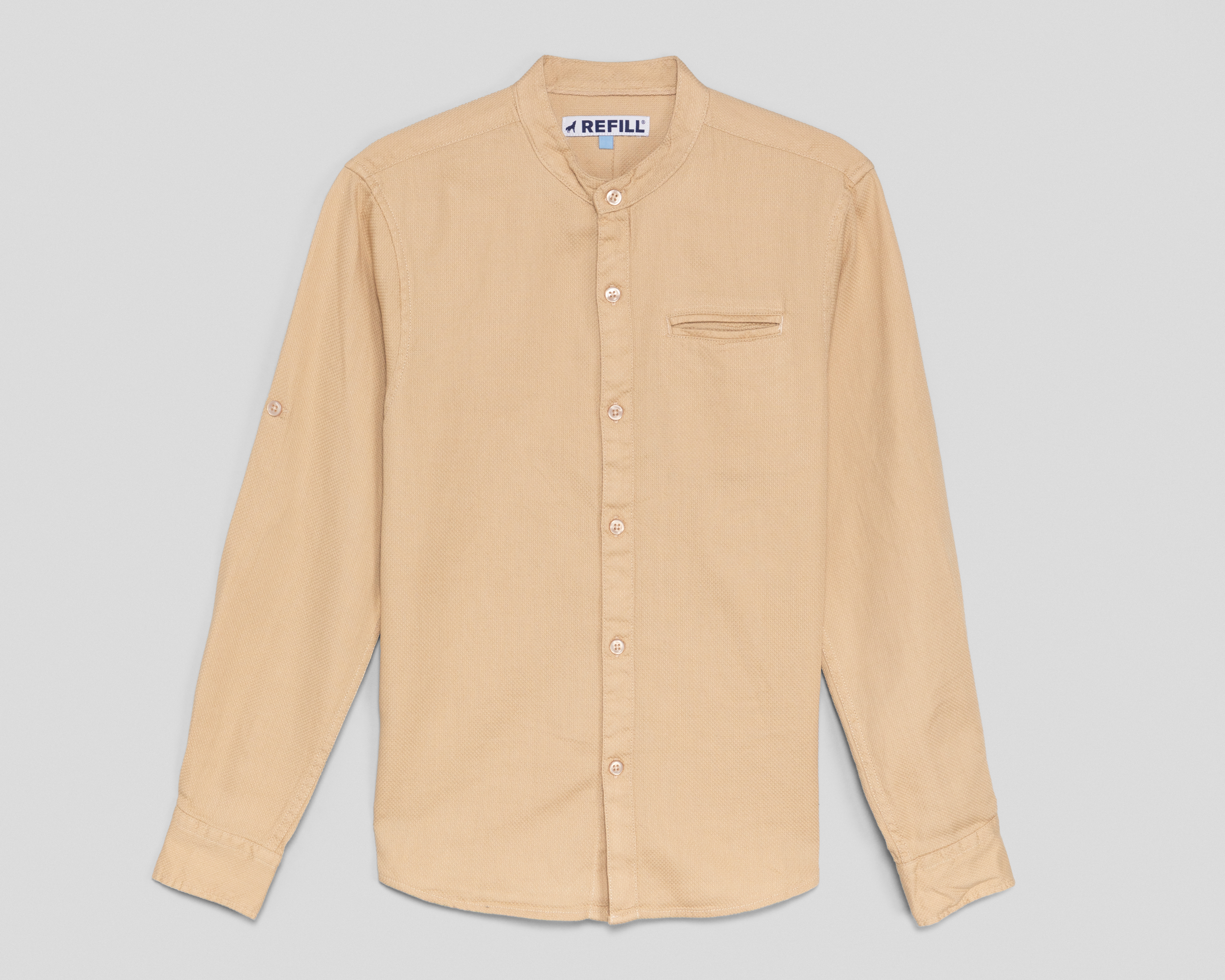 Foto 2 pulgar | Foto 1 | Camisa de Cuello Mao Beige Refill Juvenil