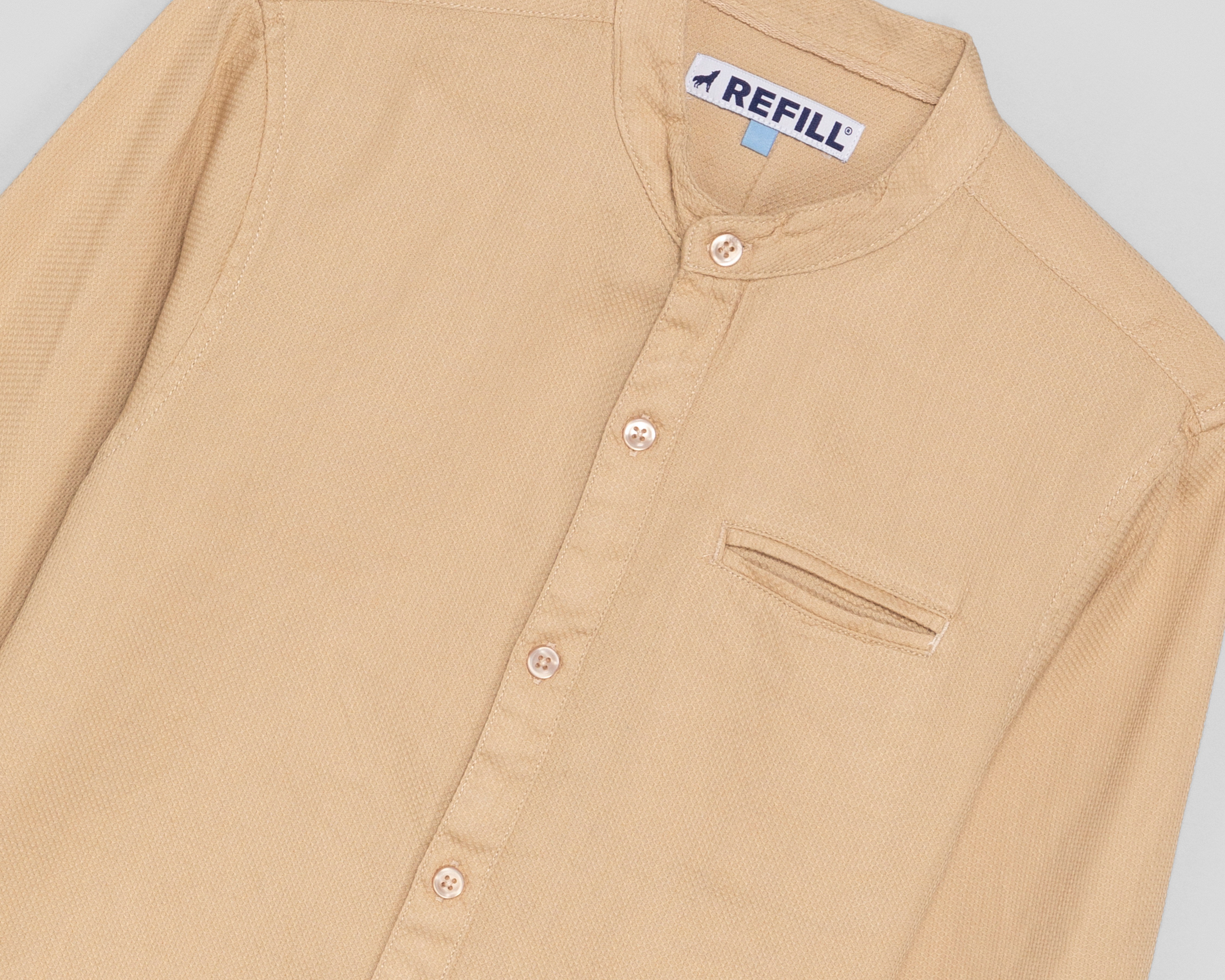 Foto 4 pulgar | Foto 3 | Camisa de Cuello Mao Beige Refill Juvenil
