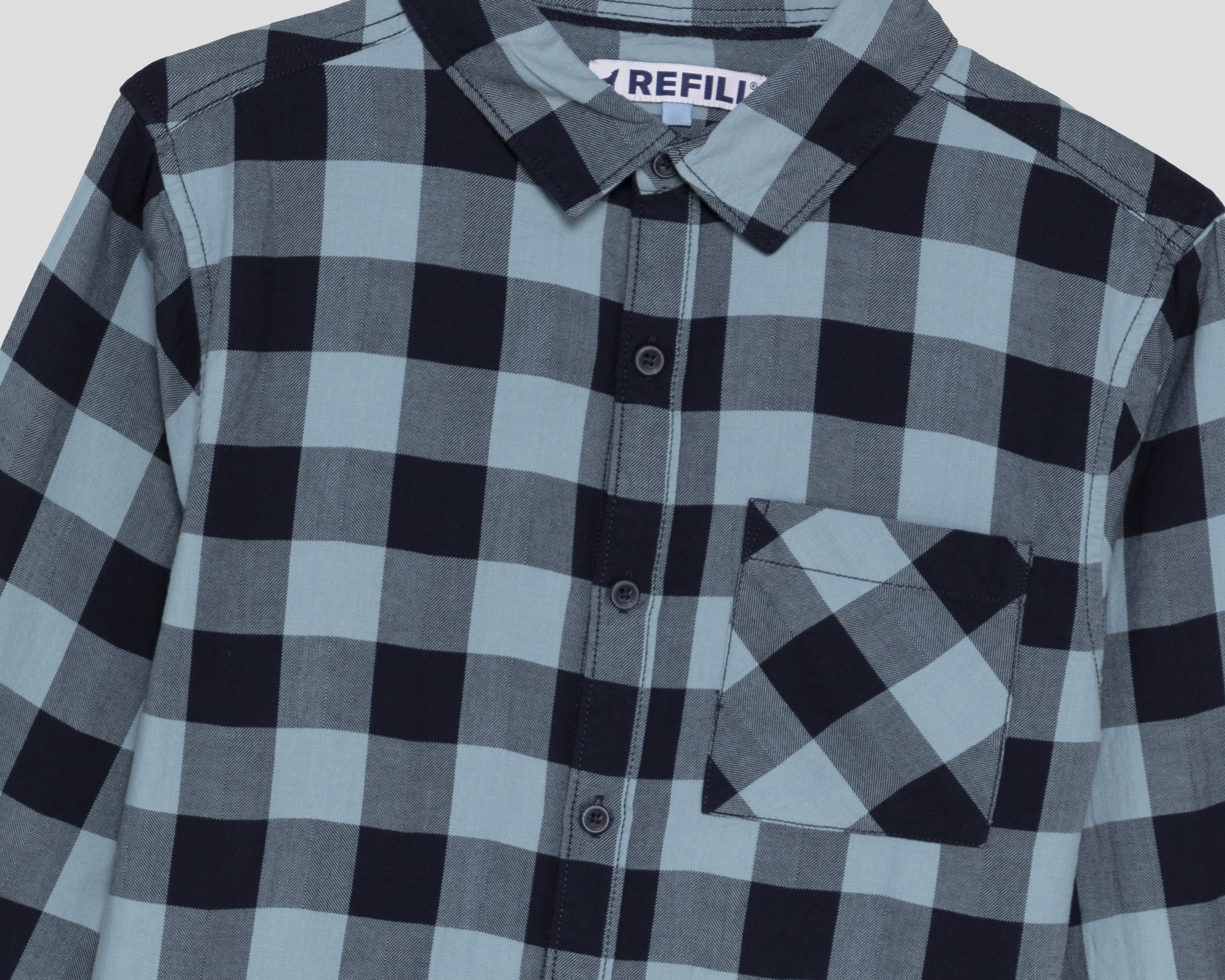 Foto 4 pulgar | Foto 3 | Camisa de Cuello Americano Azul Refill Juvenil