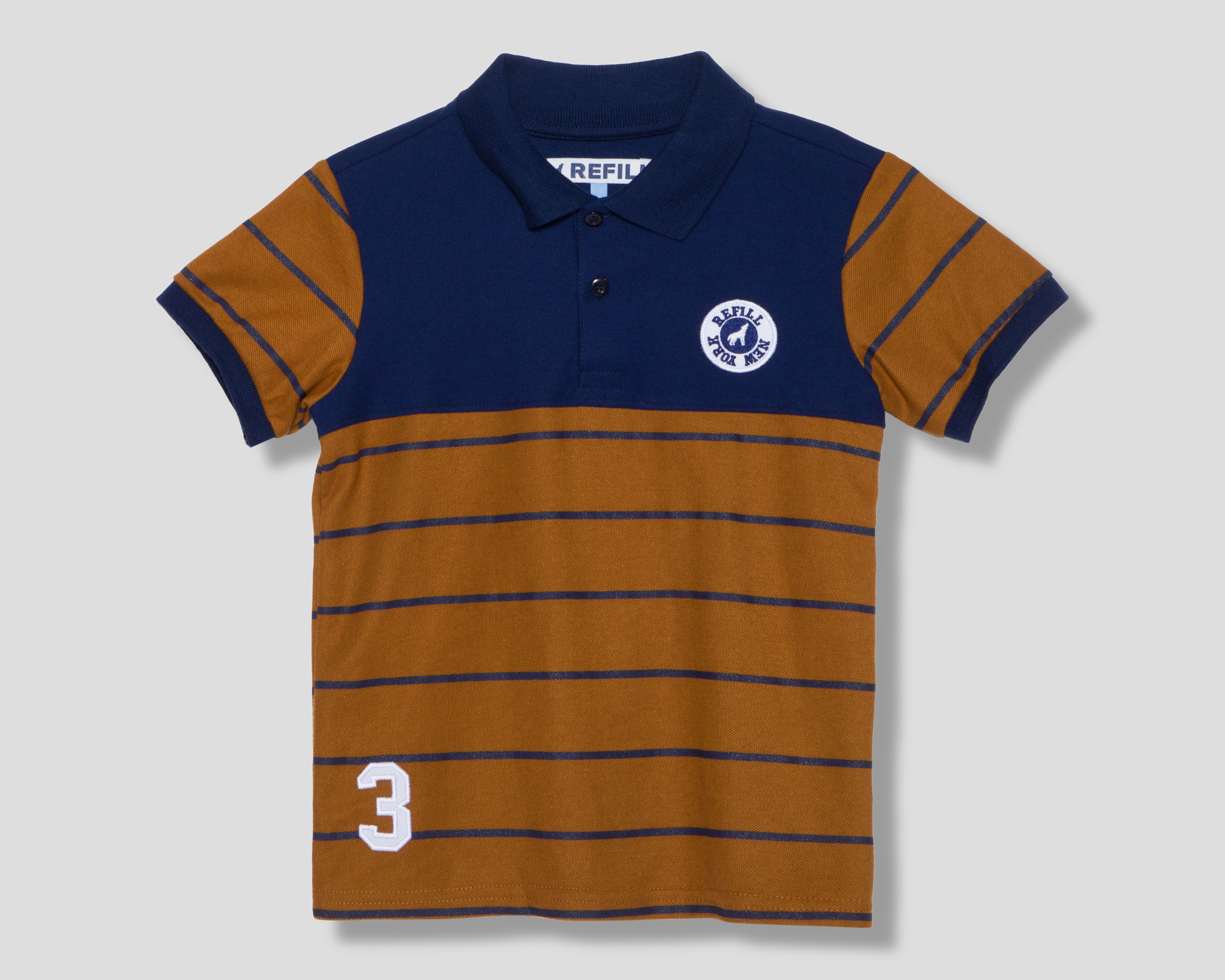 Playera de Cuello Polo Café Refill para Niño