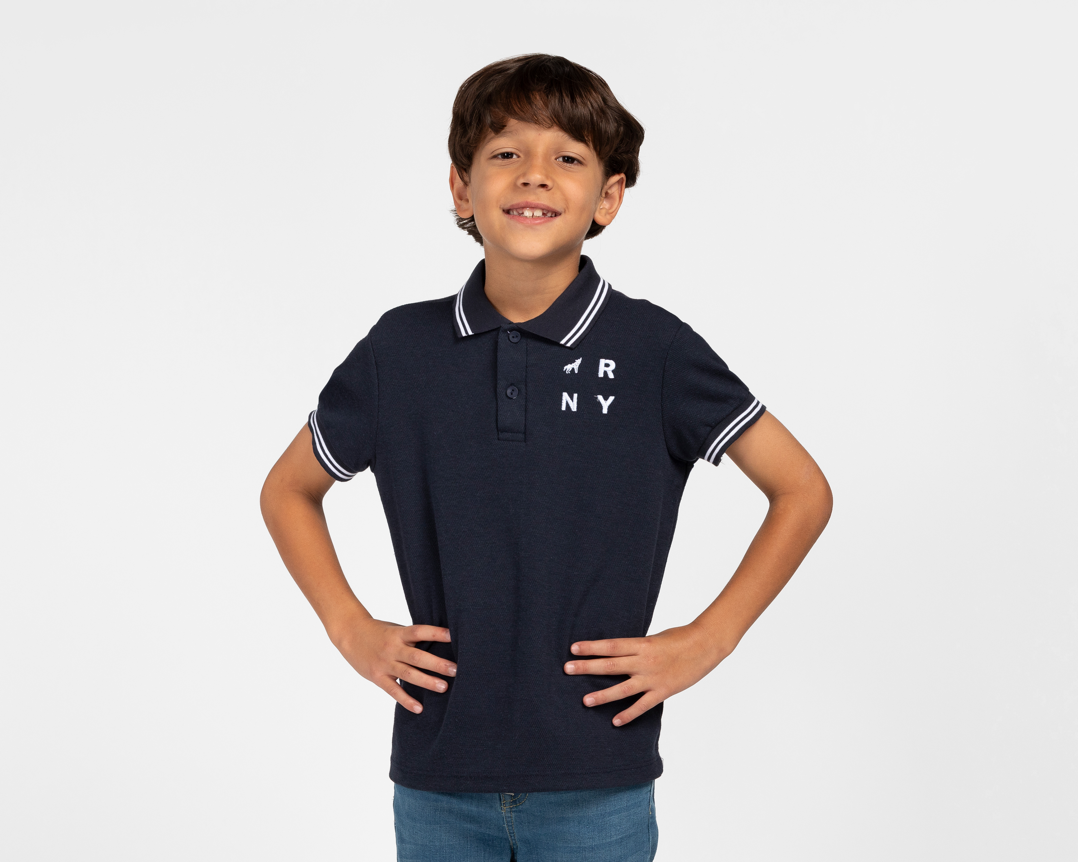 Foto 2 pulgar | Foto 1 | Playera Polo Refill Azul para Niño