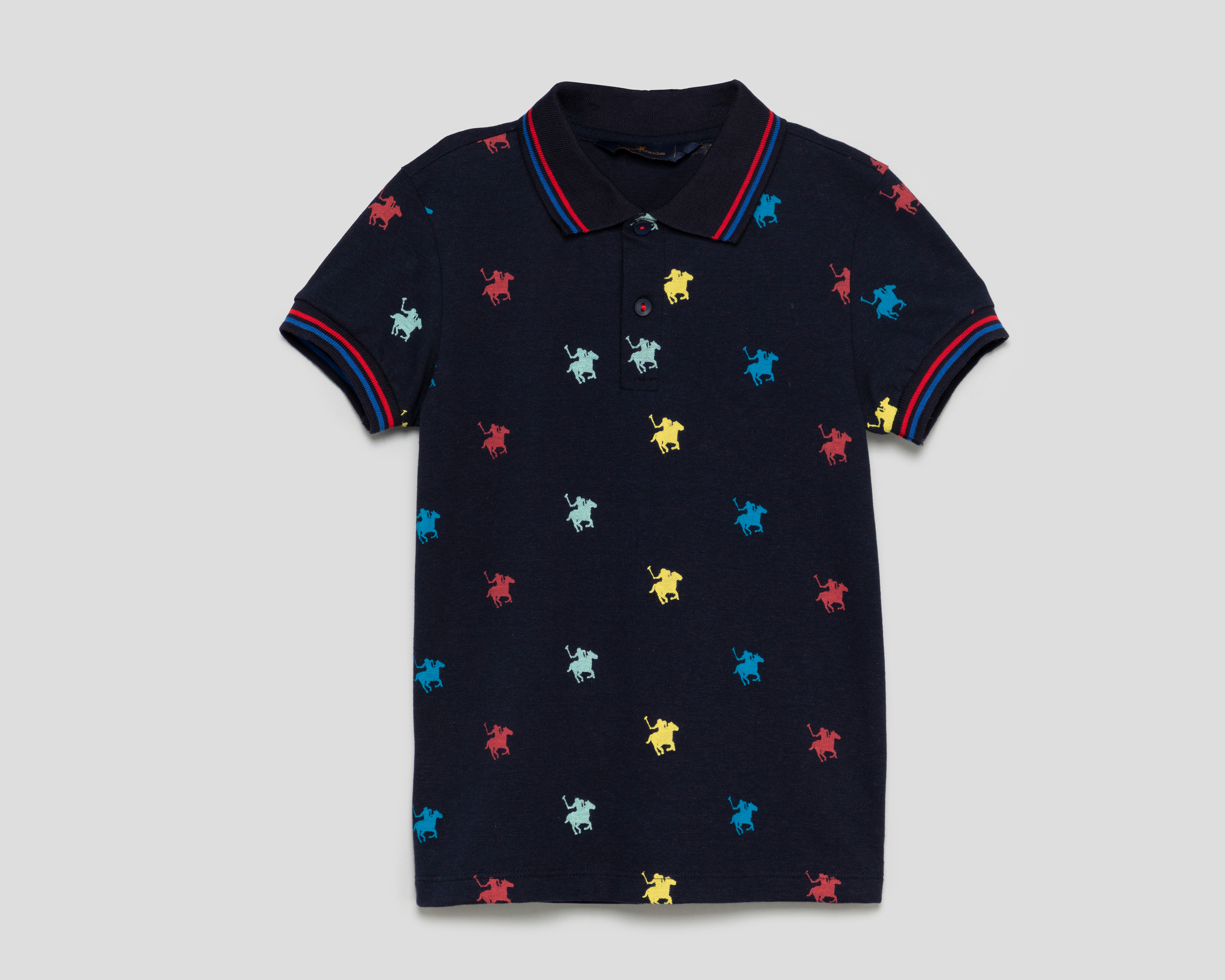 Foto 2 pulgar | Foto 1 | Playera Polo York Team Polo Club Azul Marino para Niño