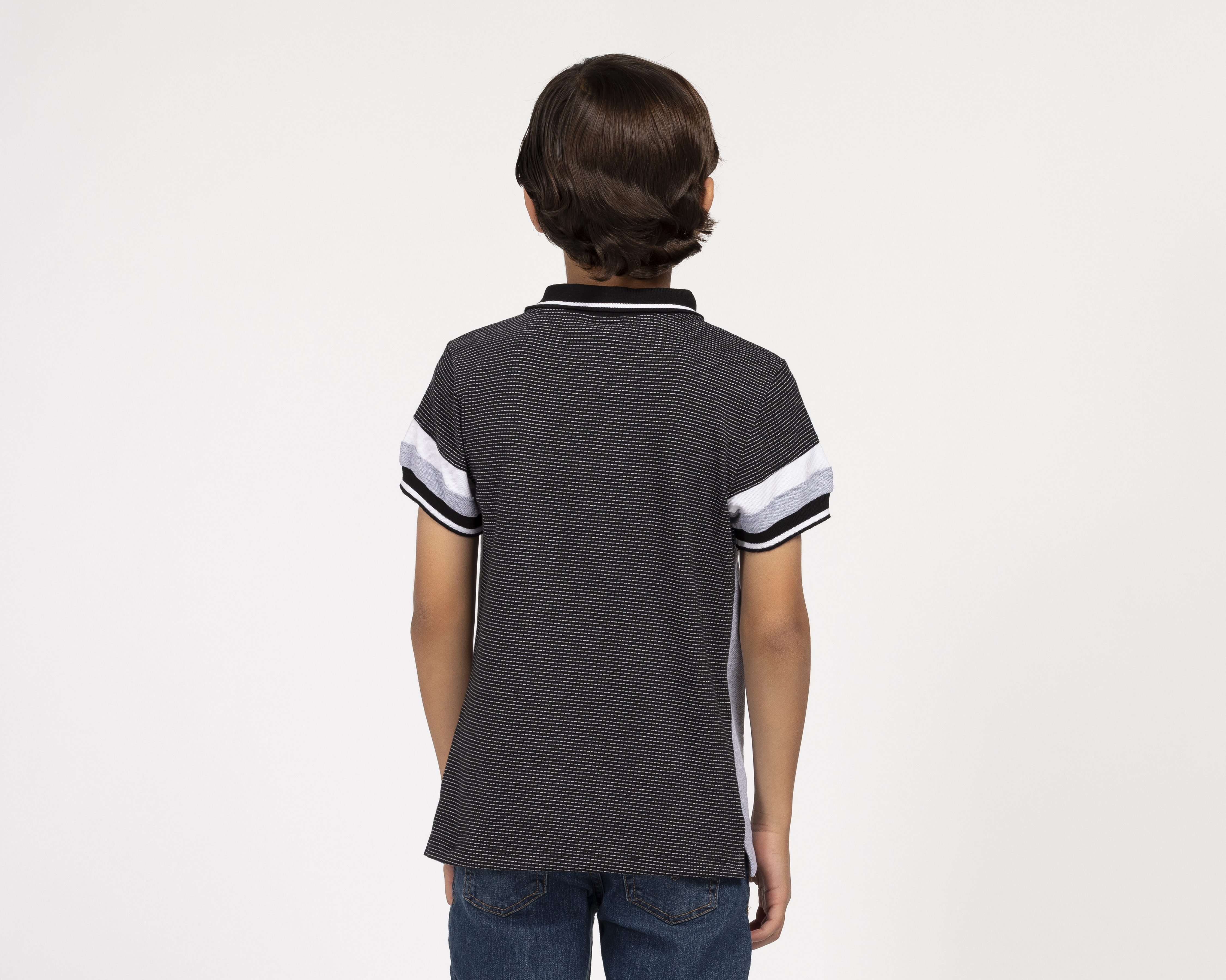 Foto 4 pulgar | Foto 3 | Playera de Cuello Polo Negra Neo*City para Niño