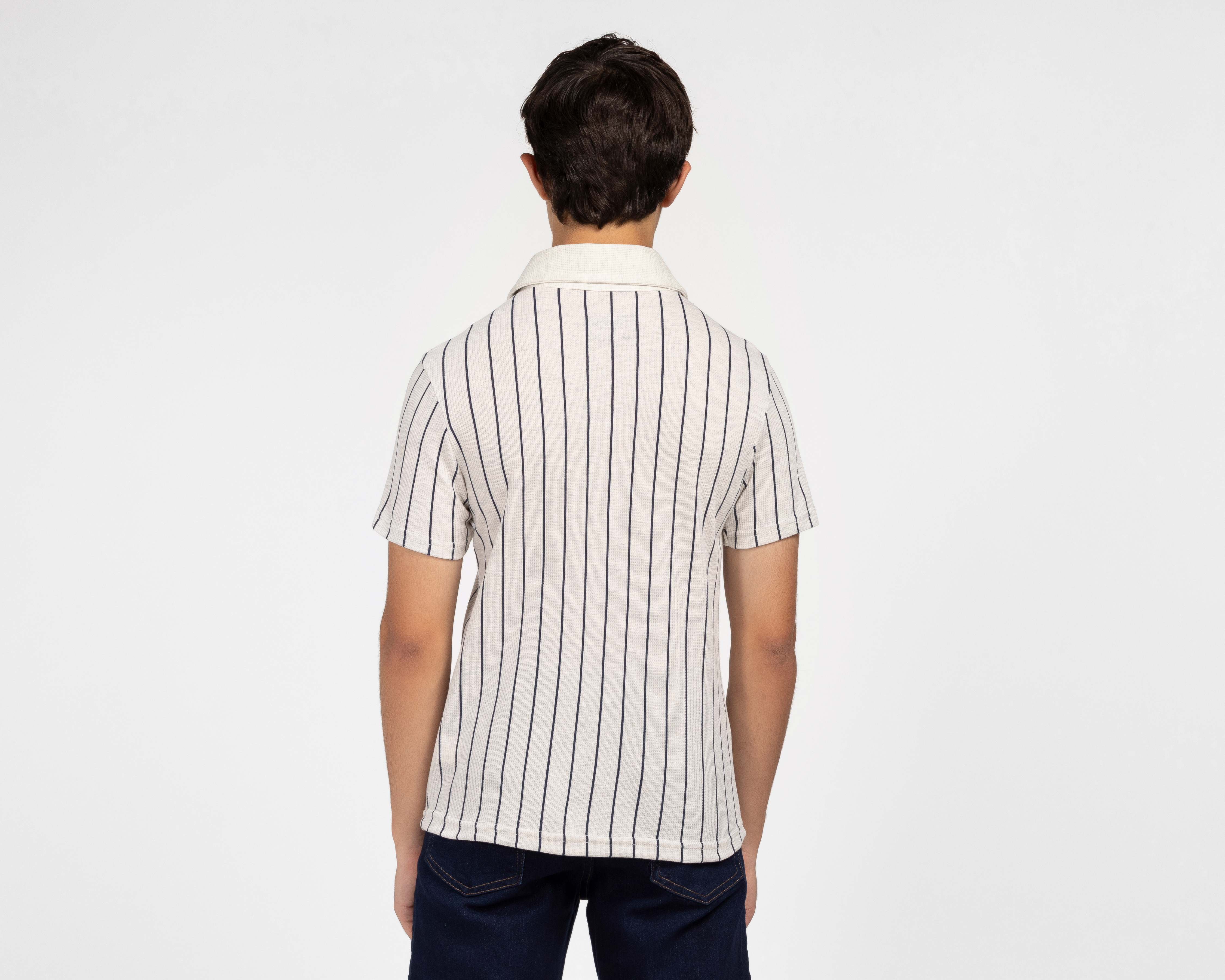 Foto 4 pulgar | Foto 3 | Playera de Cuello Polo Gris Refill para Niño