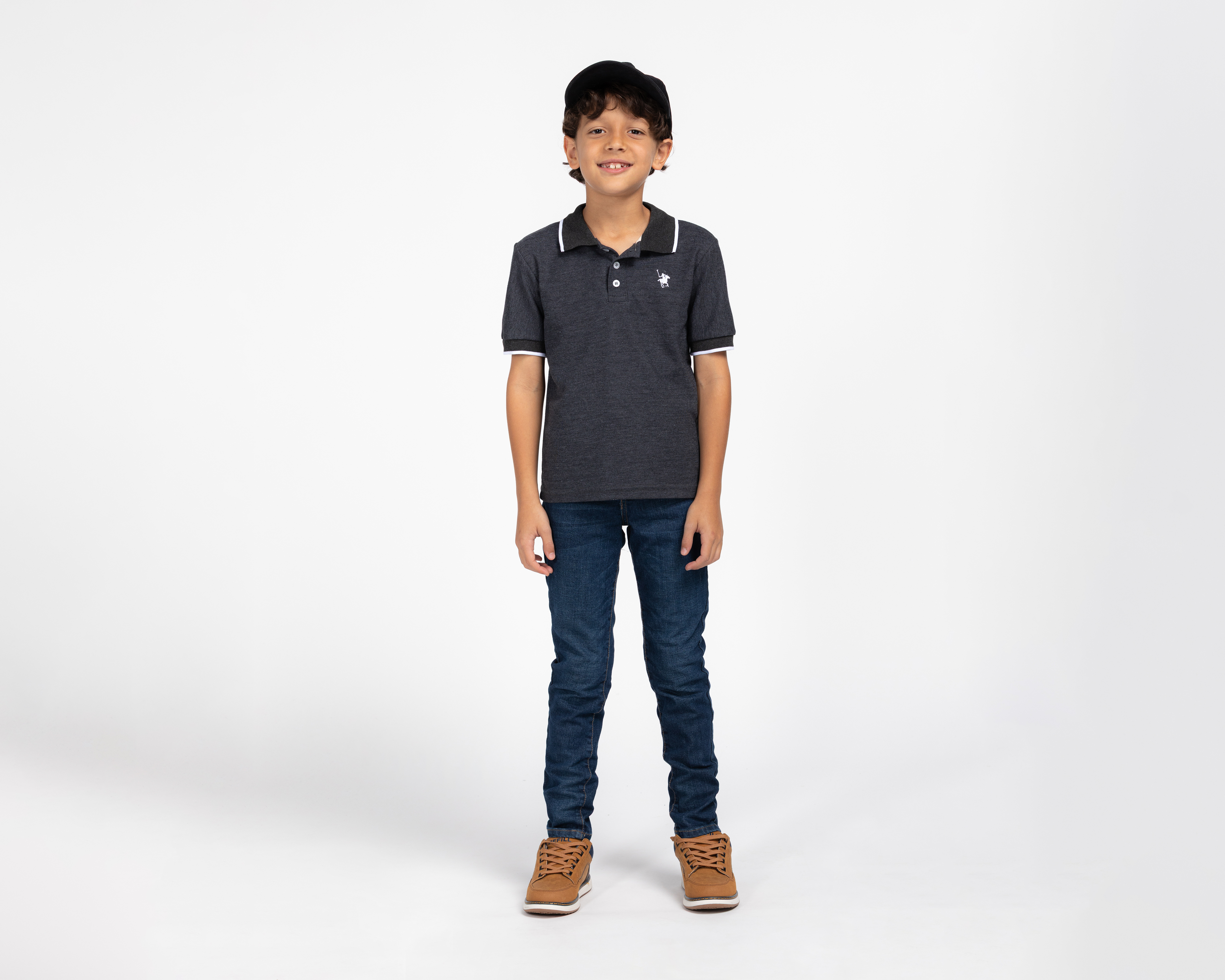 Foto 3 pulgar | Foto 2 | Playera Polo York Team Polo Club Gris para Niño