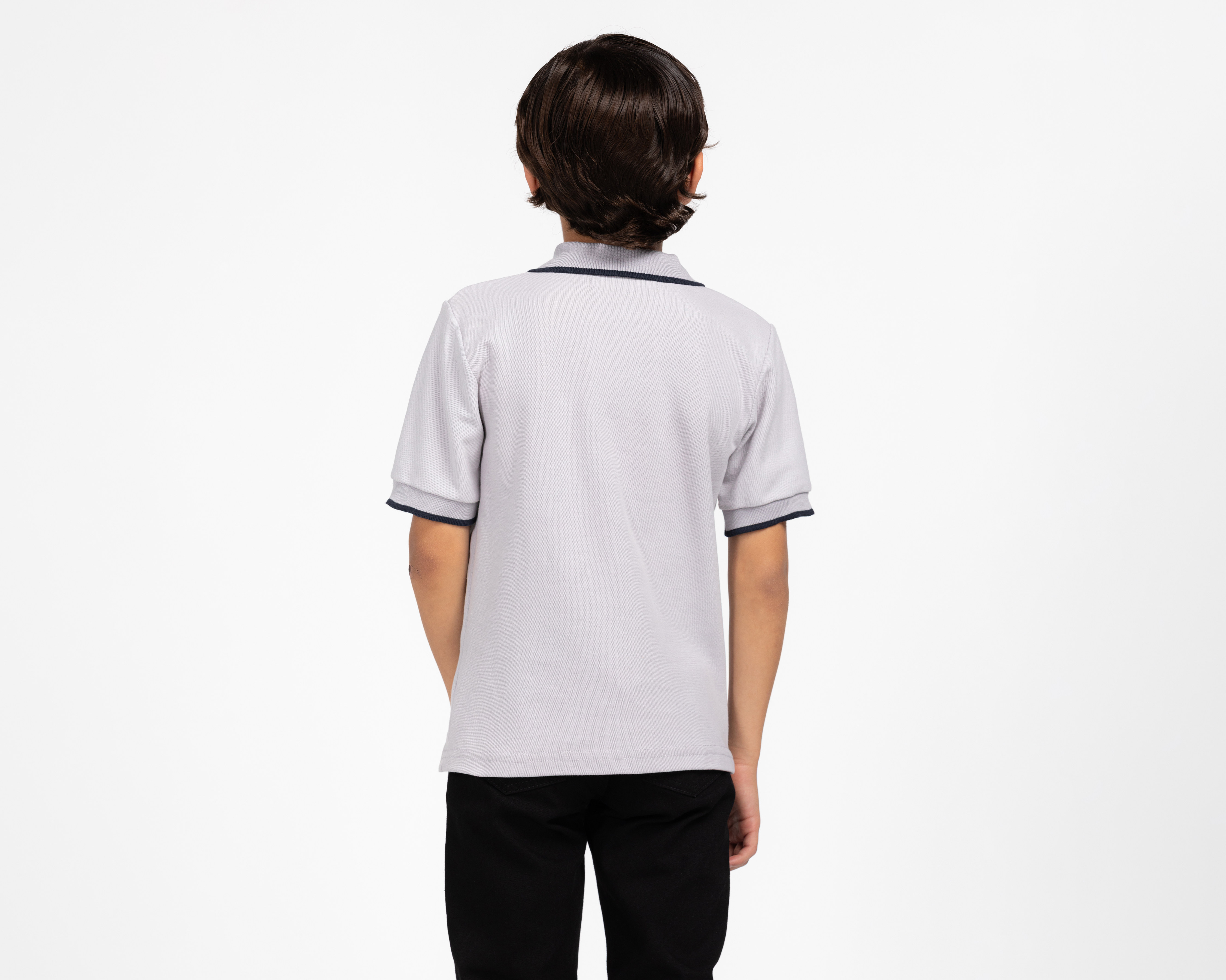 Foto 4 pulgar | Foto 3 | Playera Polo Refill Gris para Niño