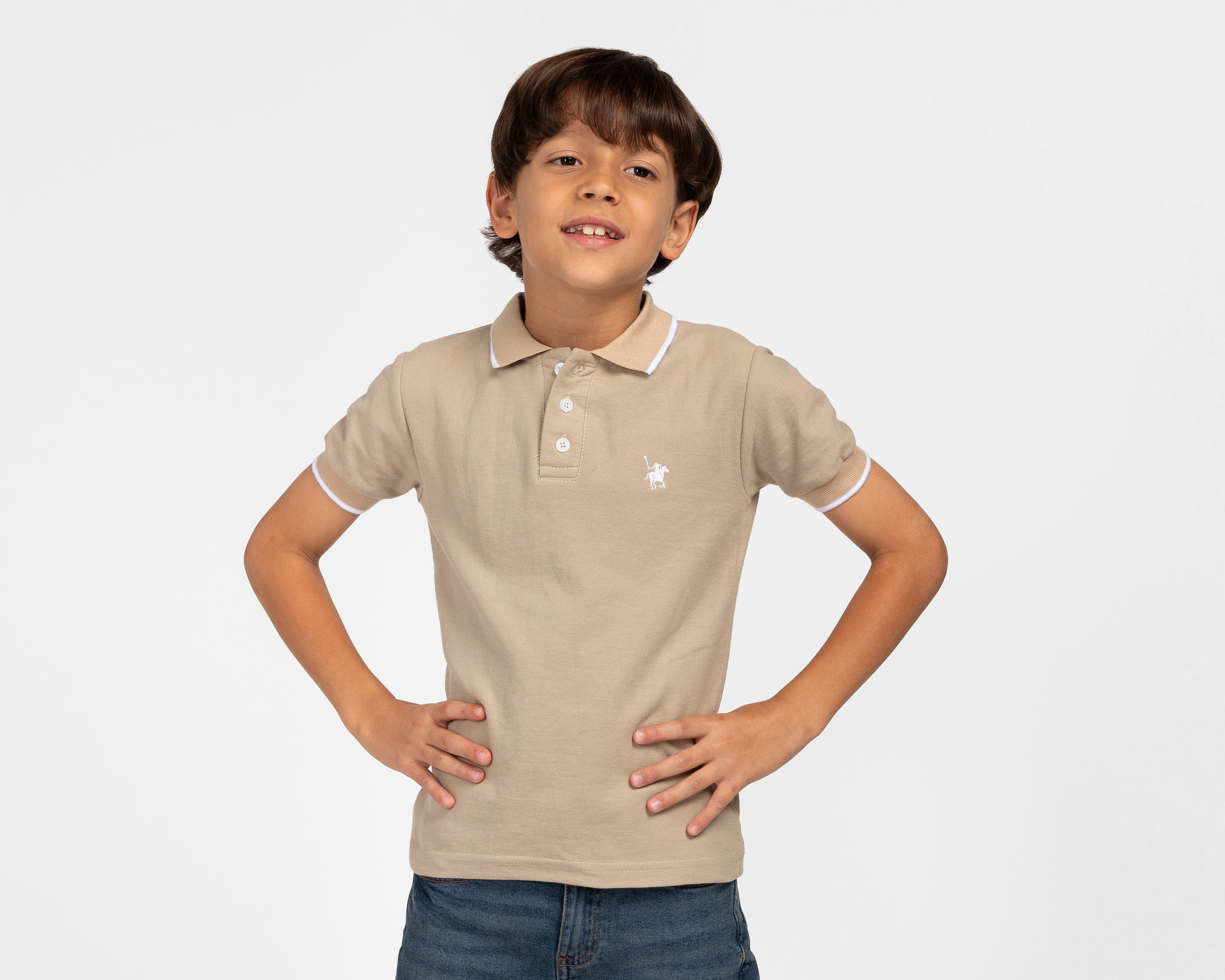 Foto 2 pulgar | Foto 1 | Playera Polo Refill Beige para Niño