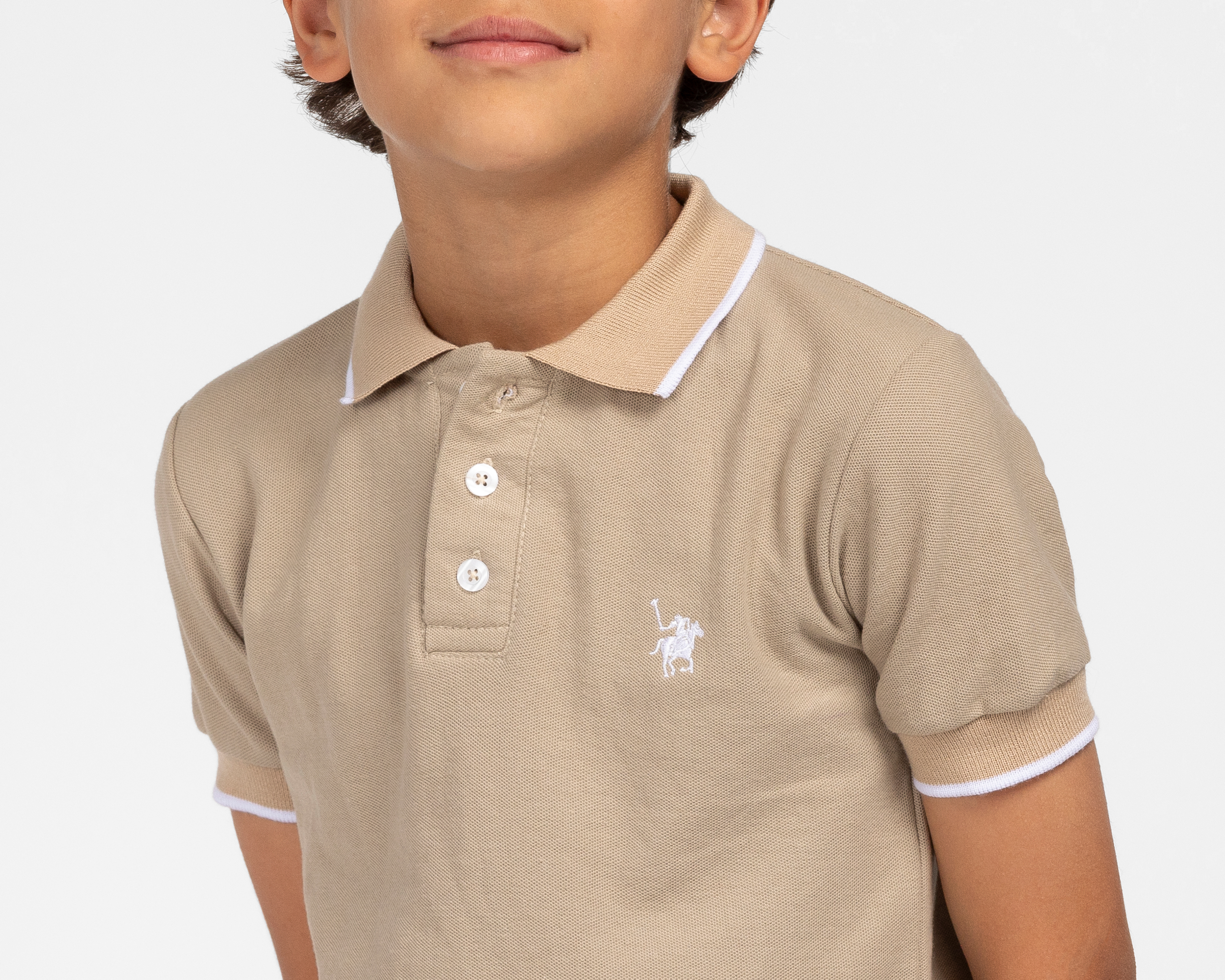 Foto 5 pulgar | Foto 4 | Playera Polo Refill Beige para Niño
