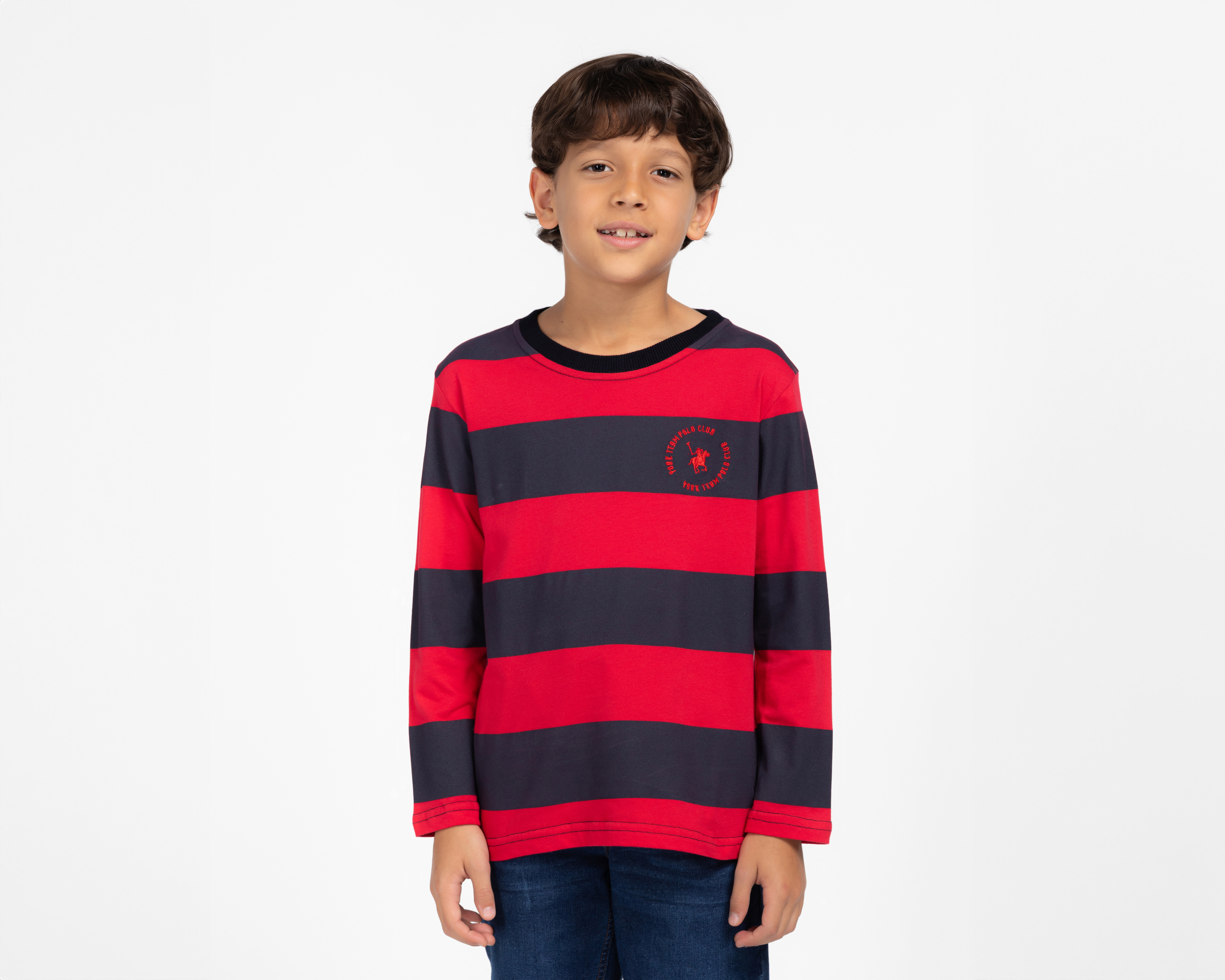 Foto 2 pulgar | Foto 1 | Playera Manga Larga Roja York Team Polo Team para Niño