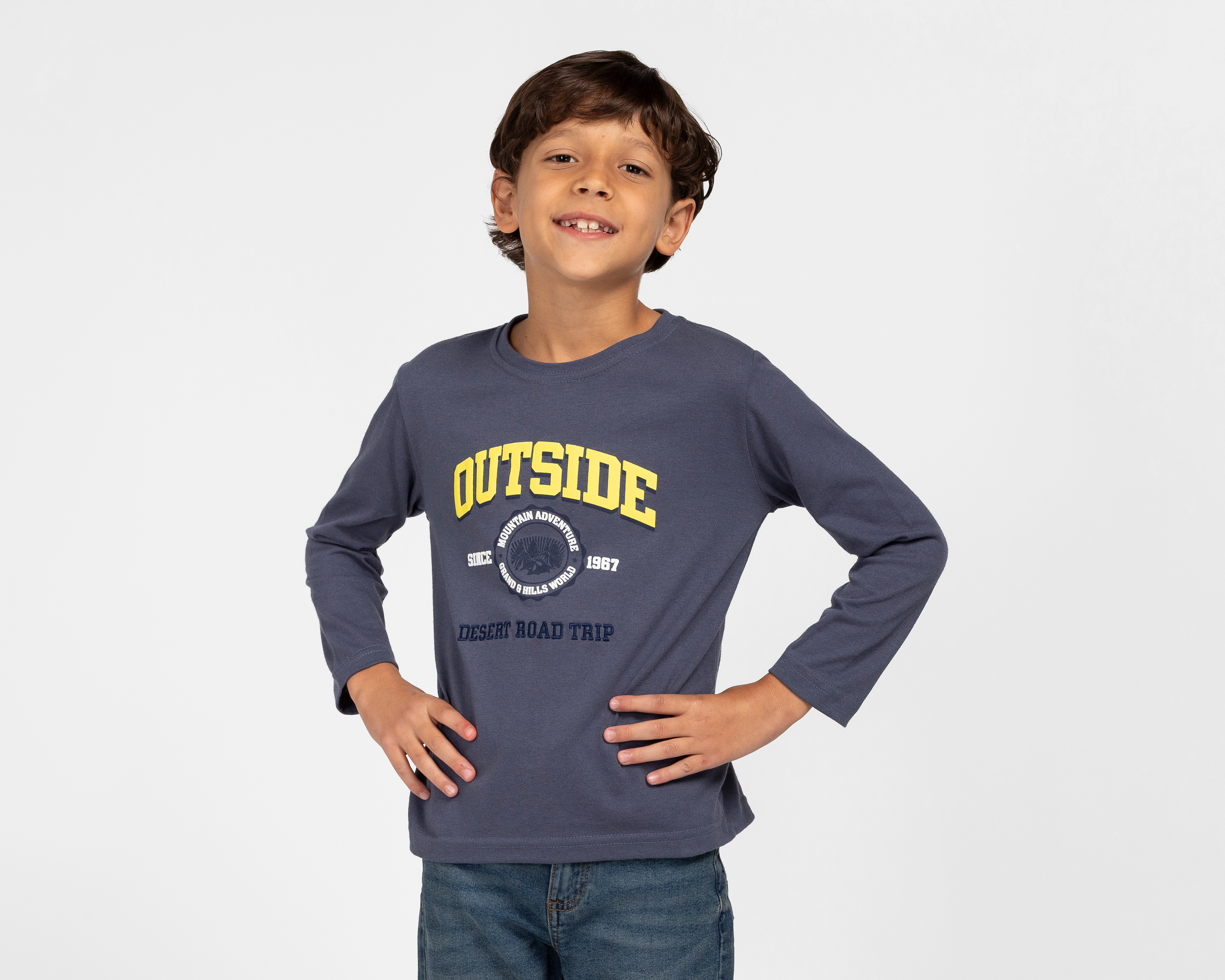 Foto 2 pulgar | Foto 1 | Playera Manga Larga Azul Refill para Niño