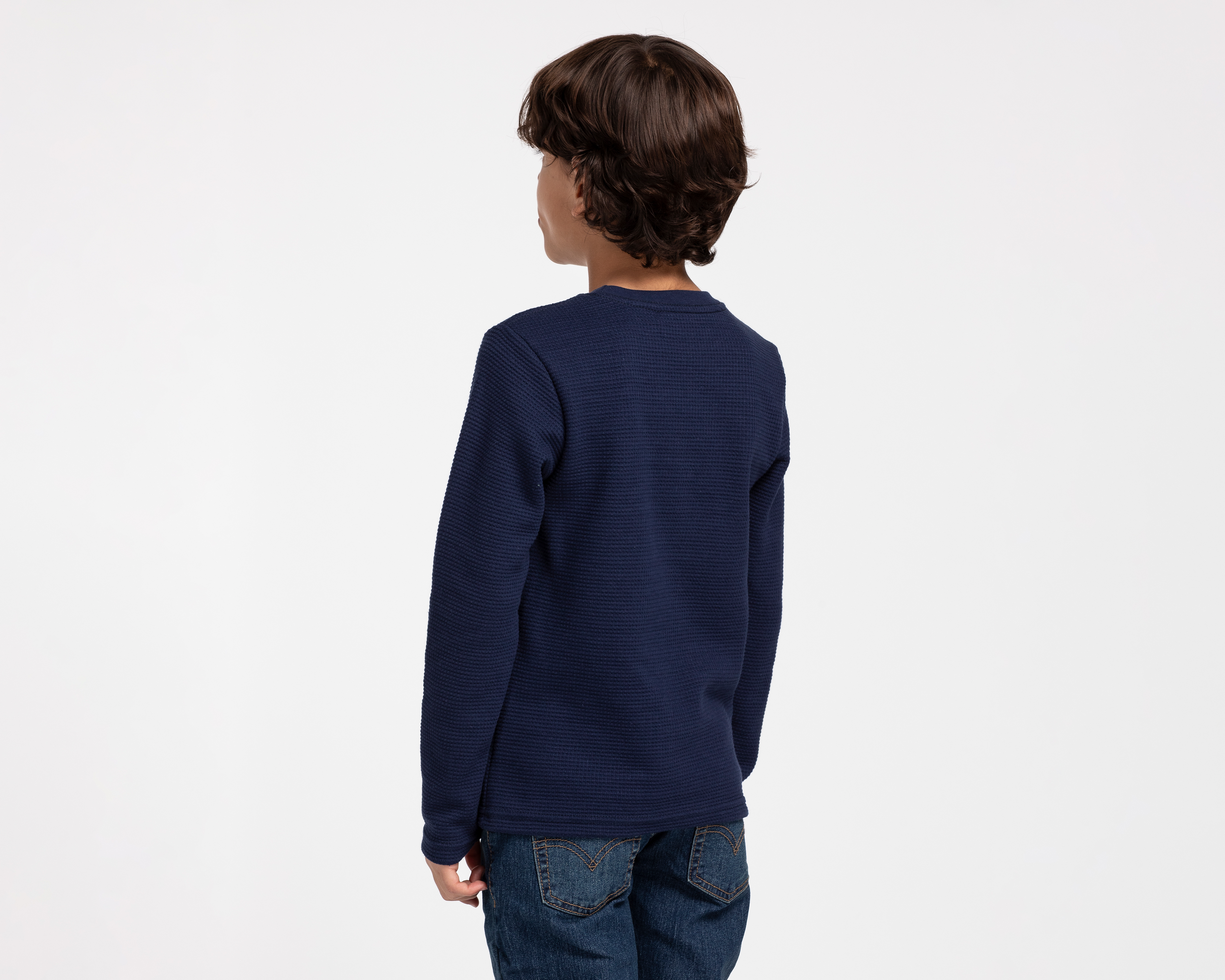 Foto 4 pulgar | Foto 3 | Playera Cuello Redondo Refill Azul Marino para Niño