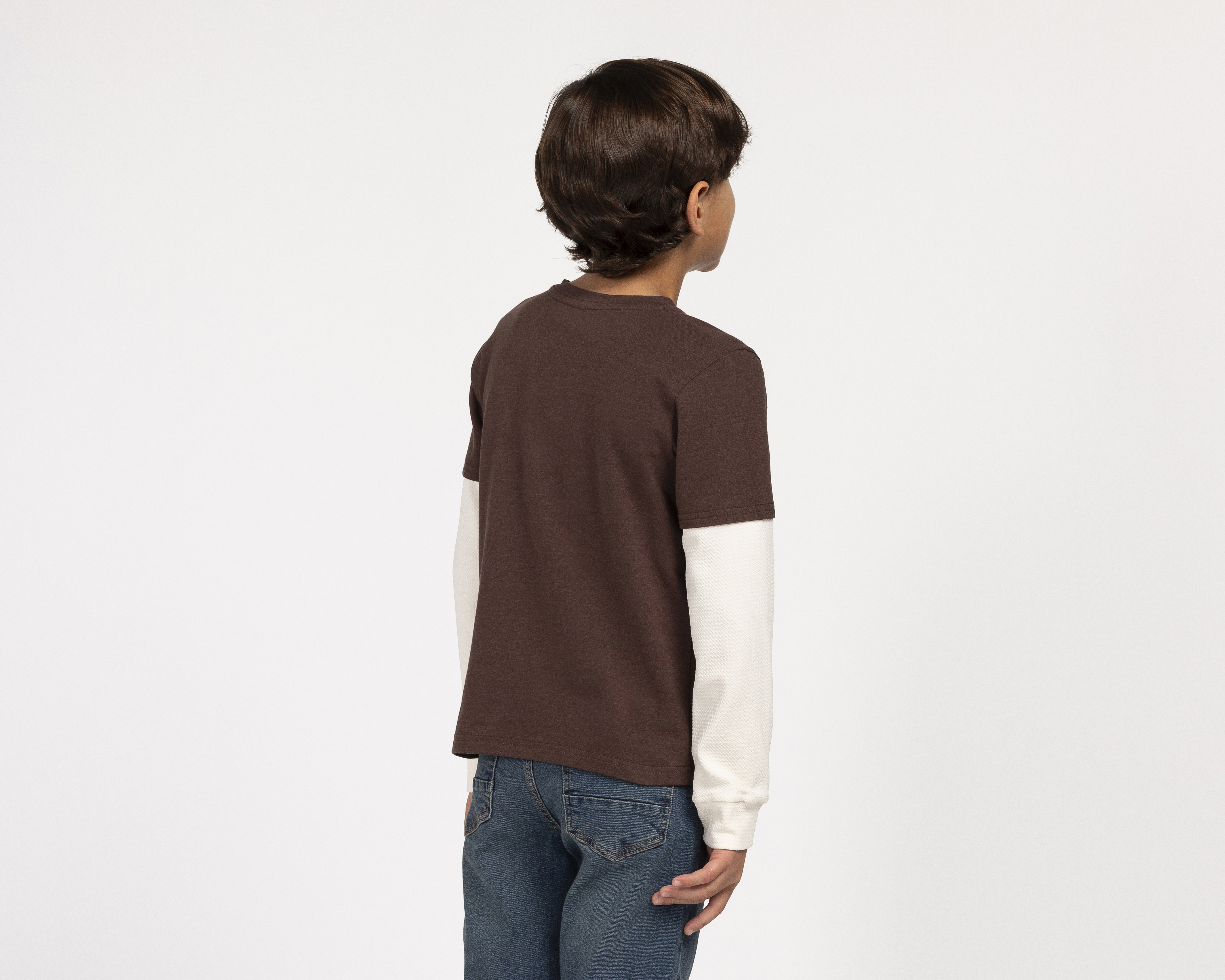 Foto 4 pulgar | Foto 3 | Playera Manga Larga Café Refill para Niño