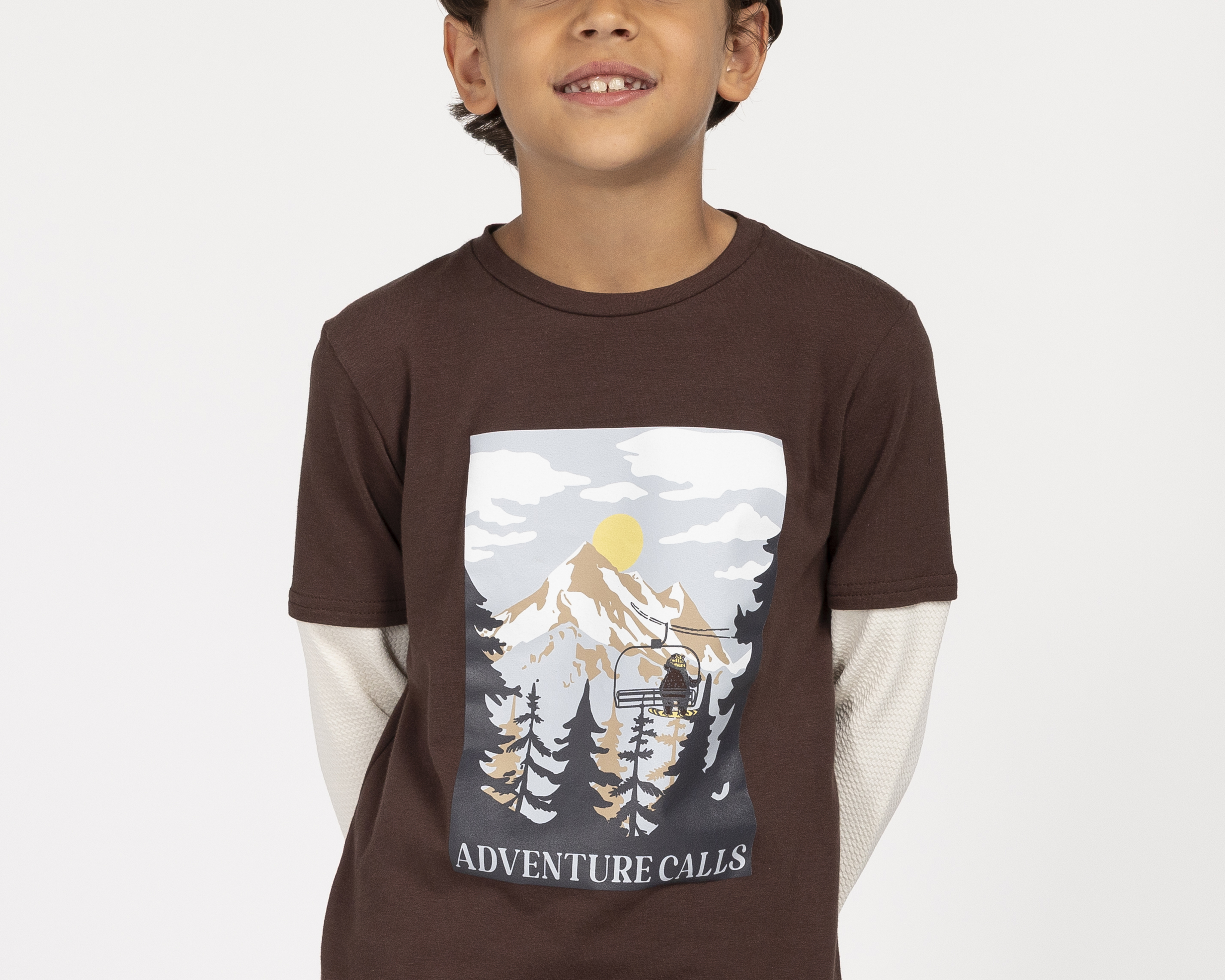 Foto 4 | Foto 4 | Playera Manga Larga Café Refill para Niño