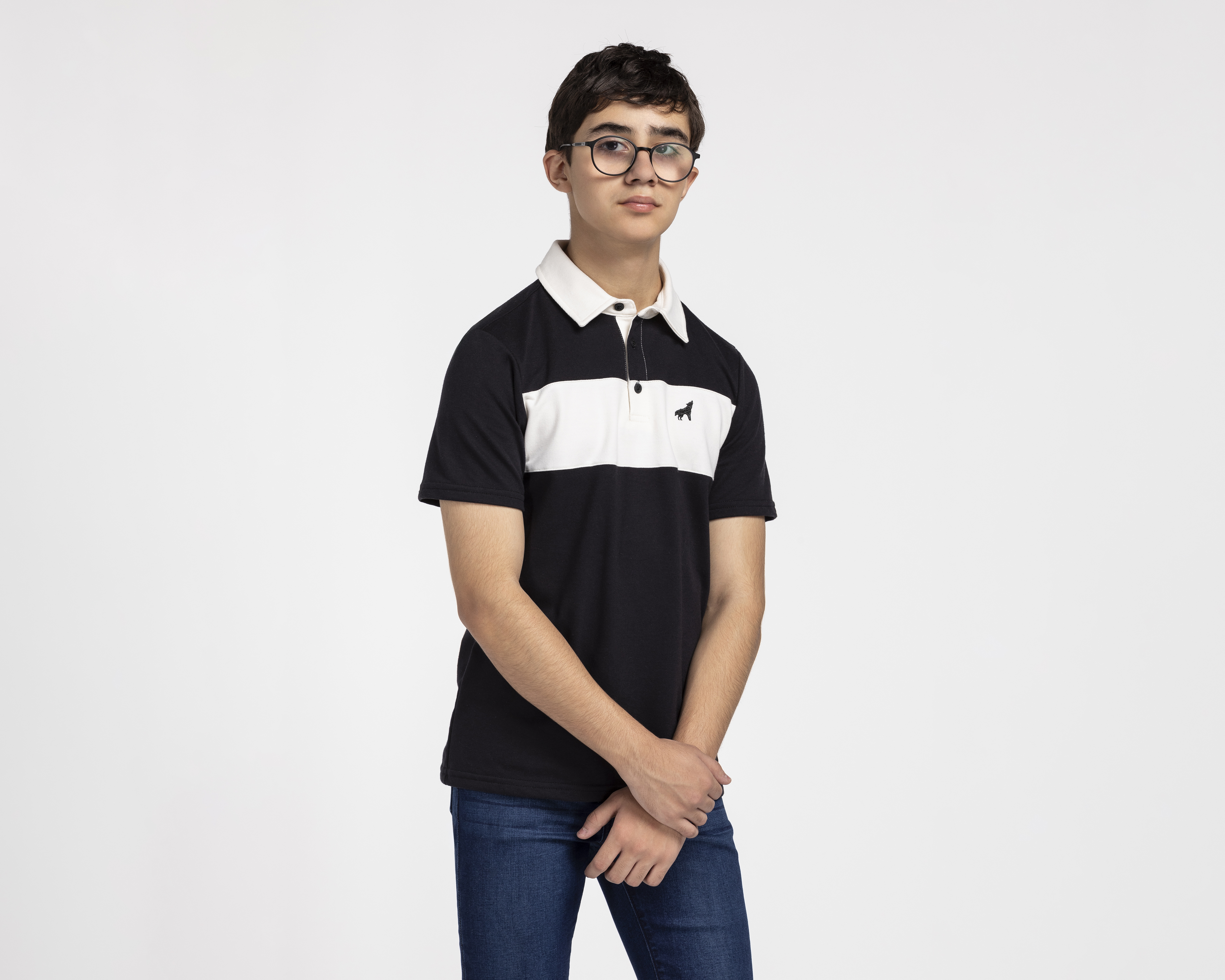 Playera Polo Refill Manga Corta Negra Juvenil