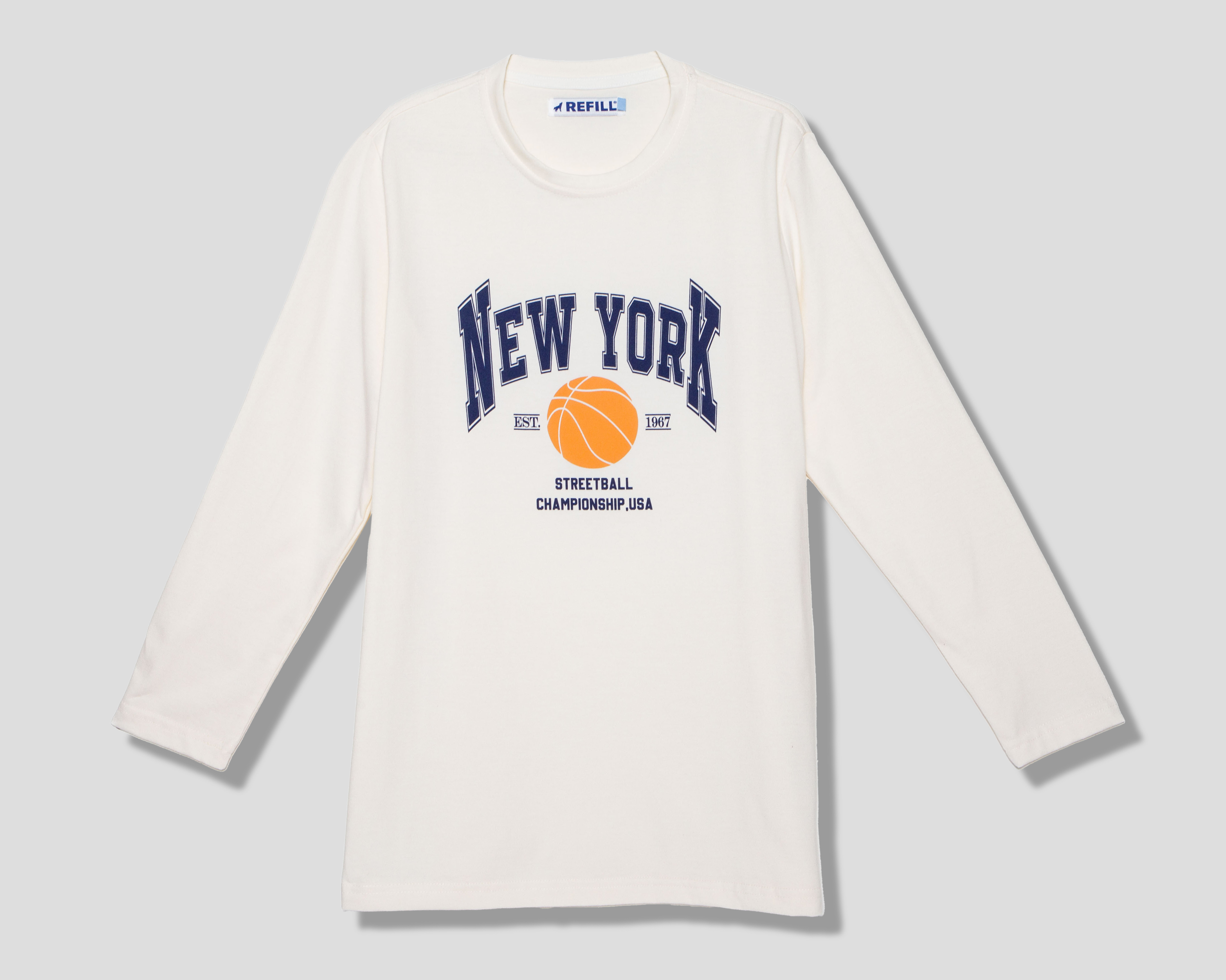 Playera Manga Larga Blanca Refill para Niño