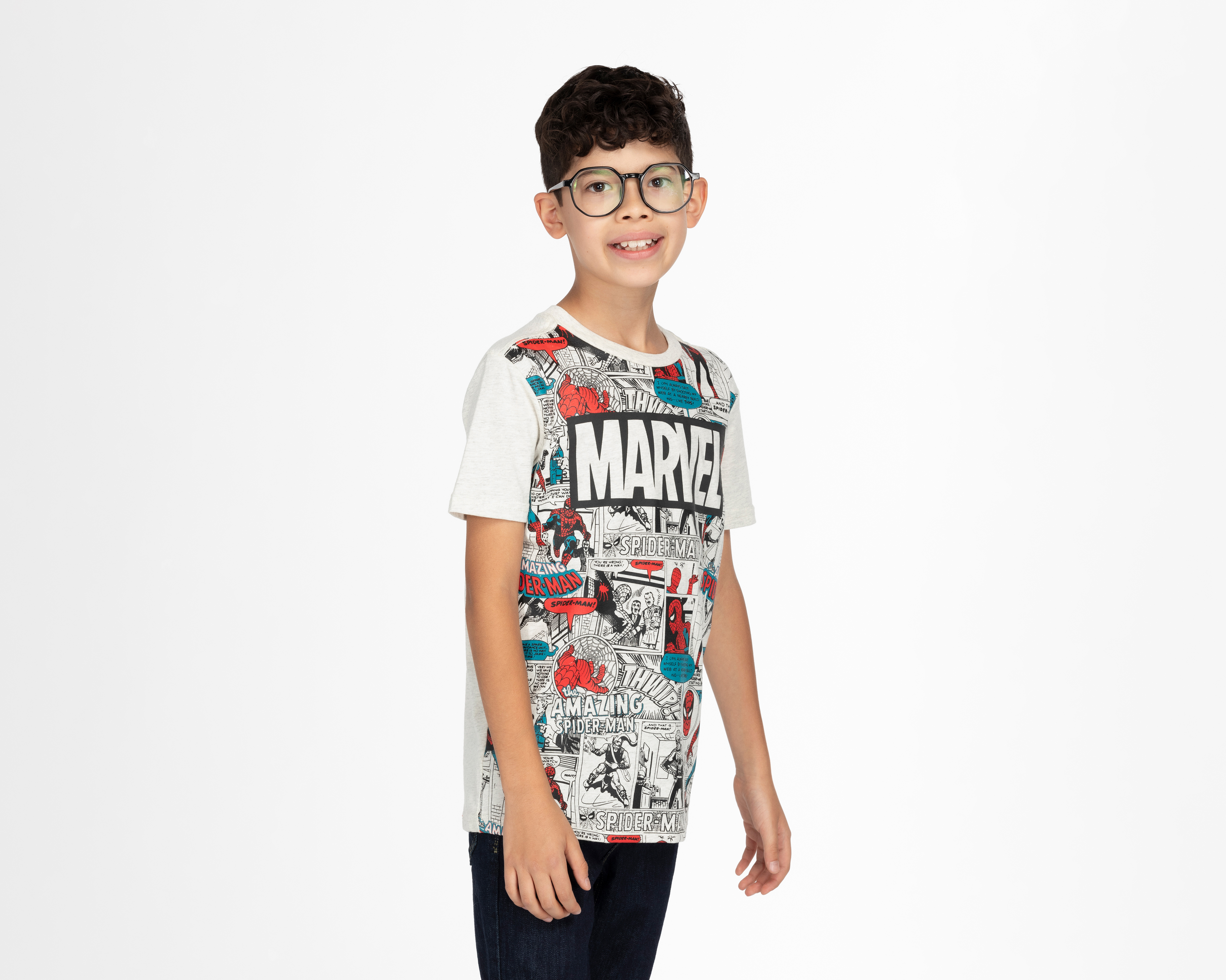 Playera de Cuello Redondo Gris Marvel para Niño