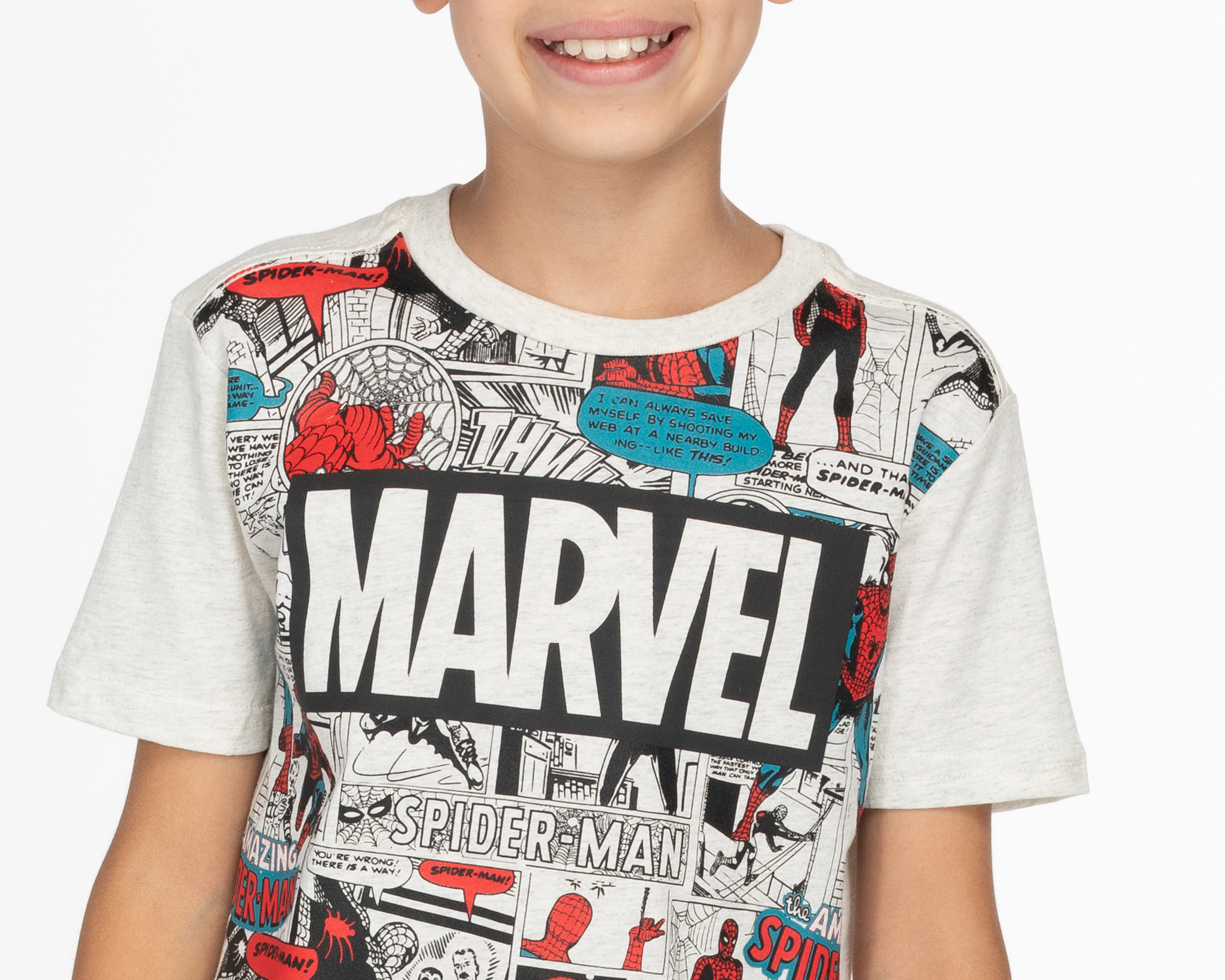 Foto 4 pulgar | Foto 3 | Playera de Cuello Redondo Gris Marvel para Niño