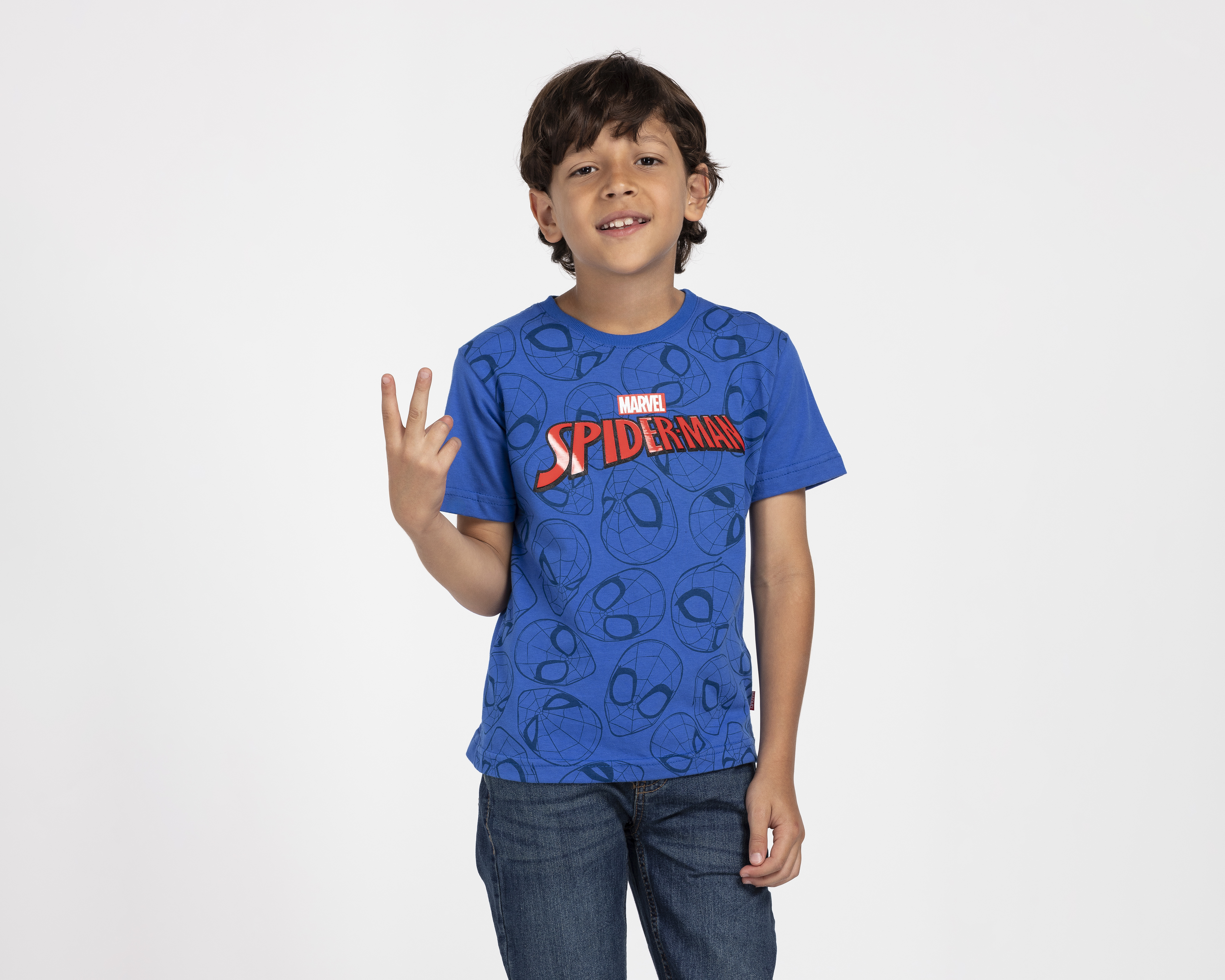 Foto 2 pulgar | Foto 1 | Playera de Cuello Redondo Azul Marvel Spider-Man para Niño