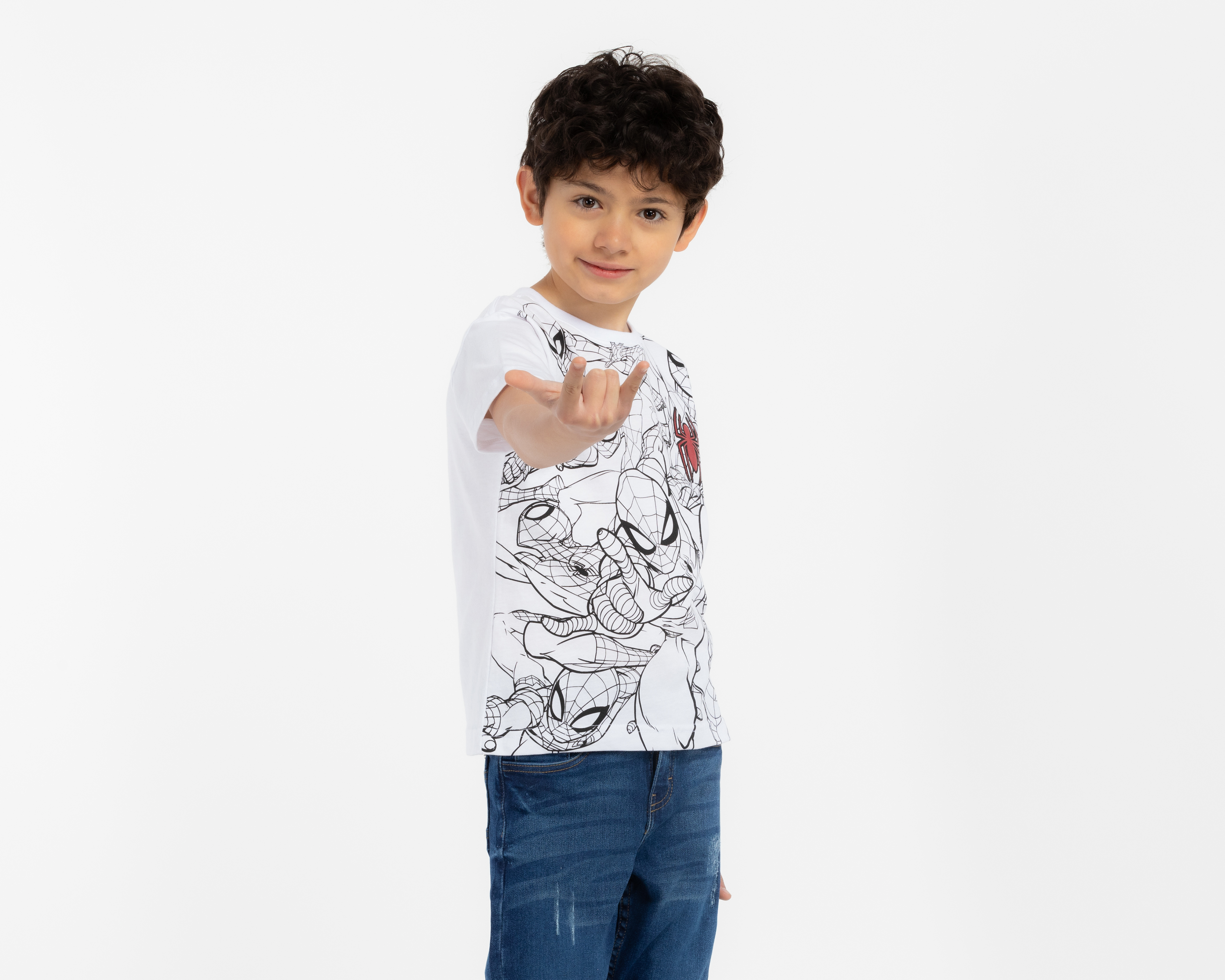 Playera de Cuello Redondo Blanca Marvel Spider-Man para Niño