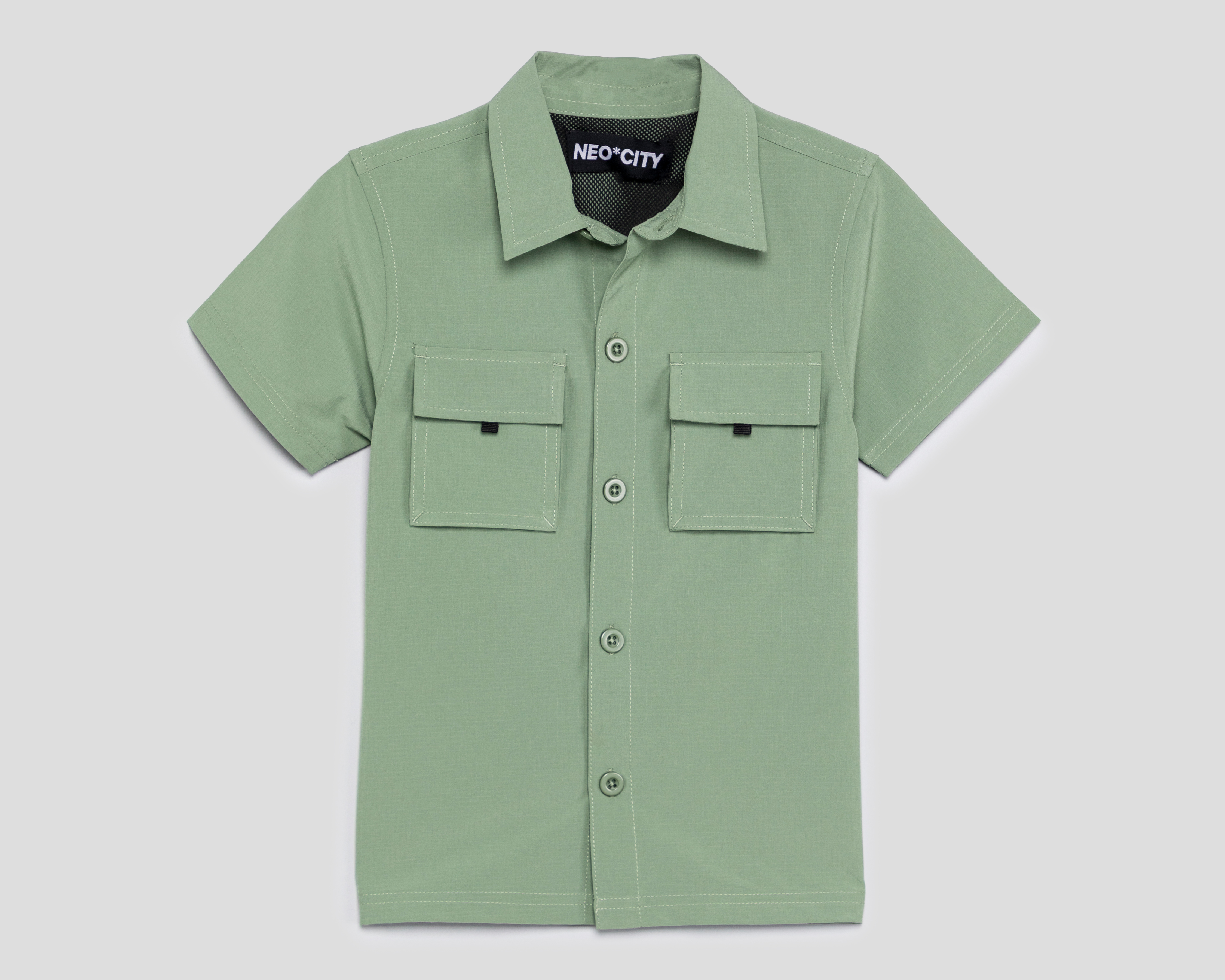 Foto 2 pulgar | Foto 1 | Camisa de Cuello Americano Verde Neo*City para Niño