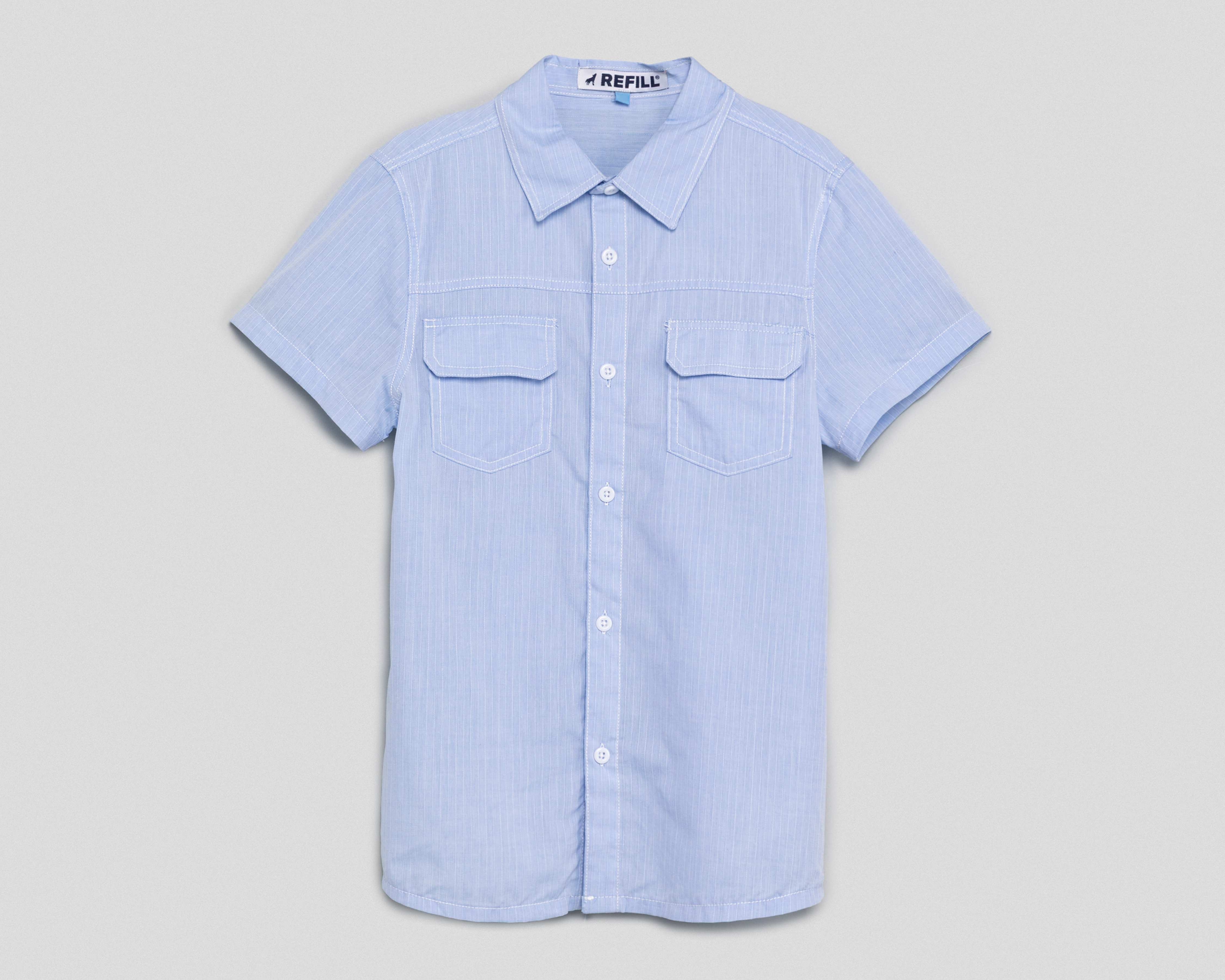 Camisa Cuello Americano Azul Refill para Niño