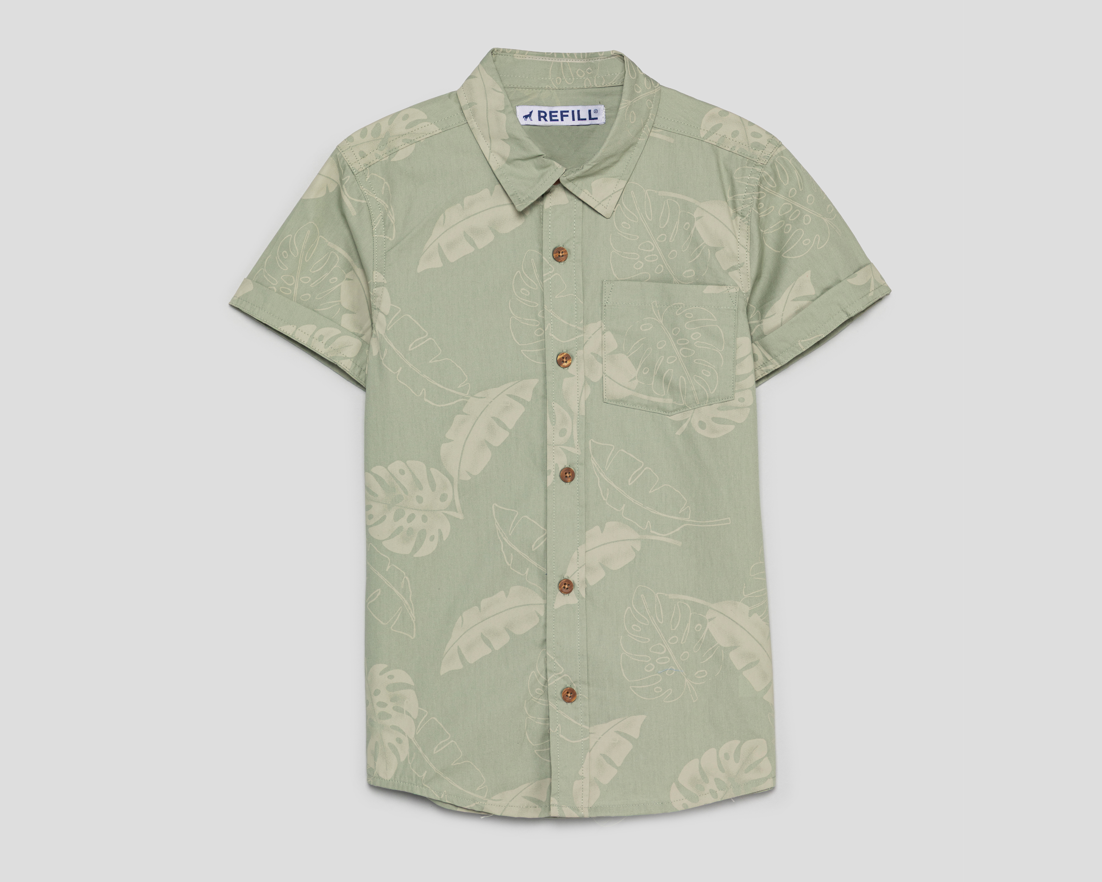 Camisa de Cuello Americano Verde Refill para Niño