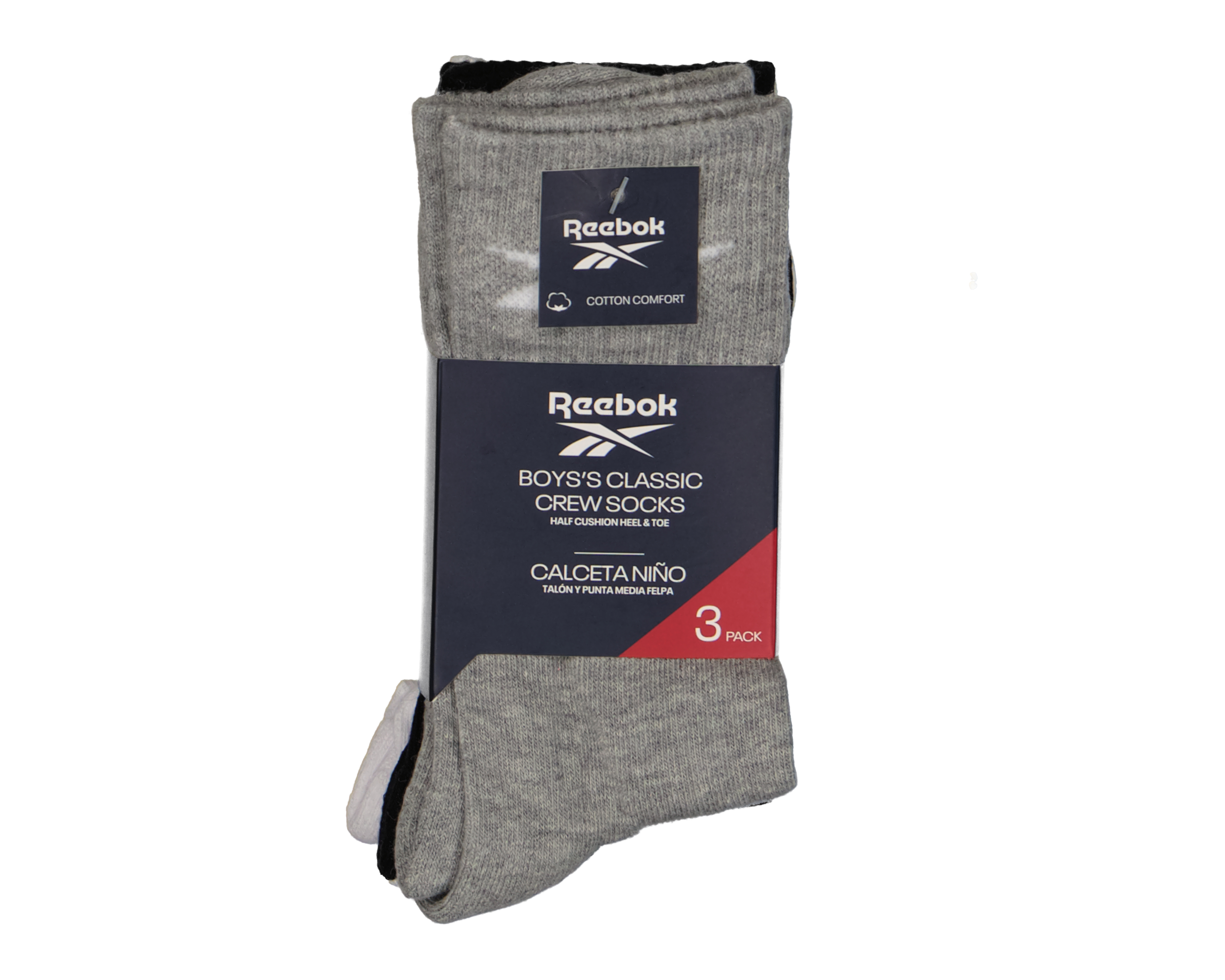Foto 4 pulgar | Foto 3 | Calcetas Deportivas Reebok para Niño 3 Pares