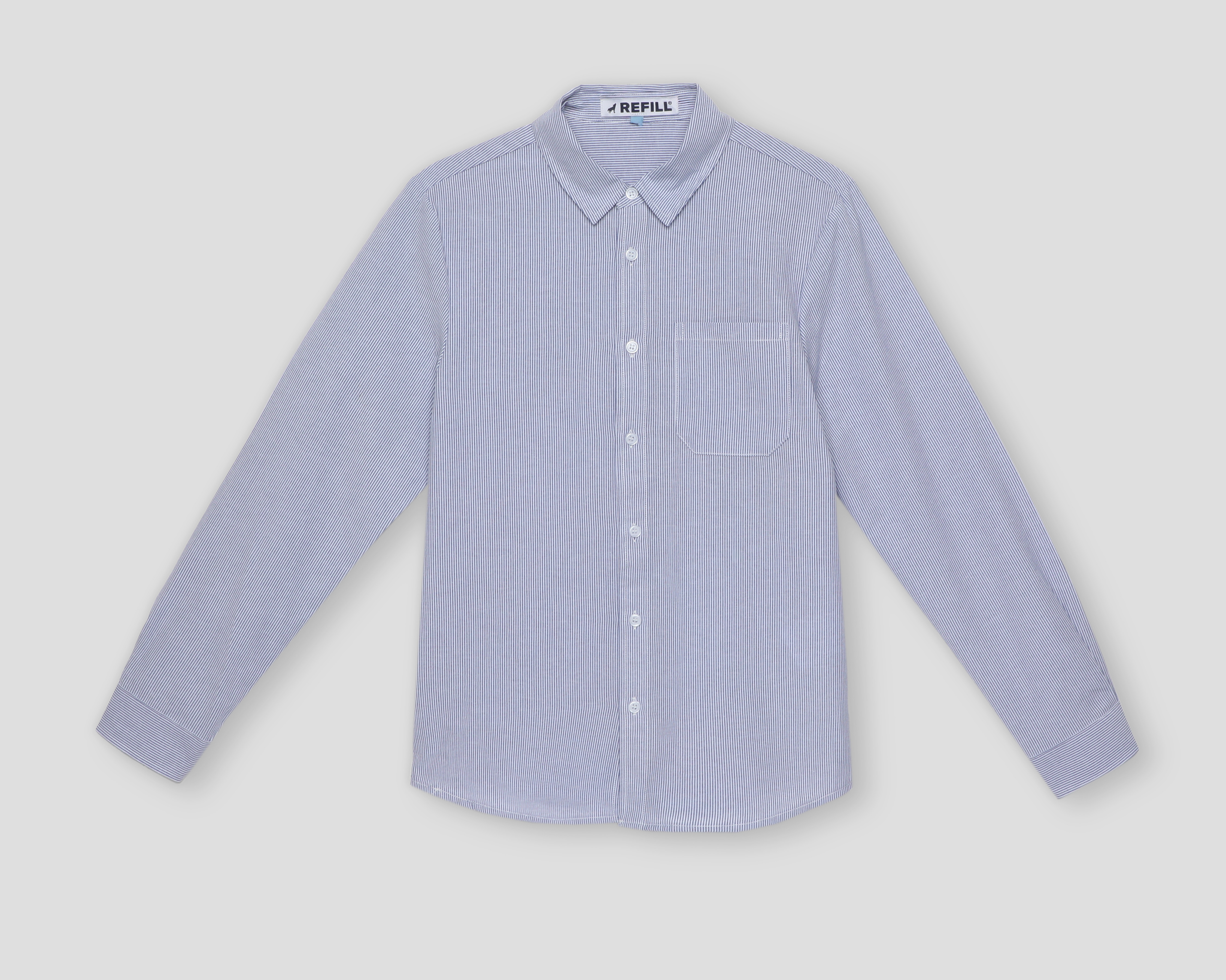 Camisa de Cuello Americano Azul Refill Juvenil