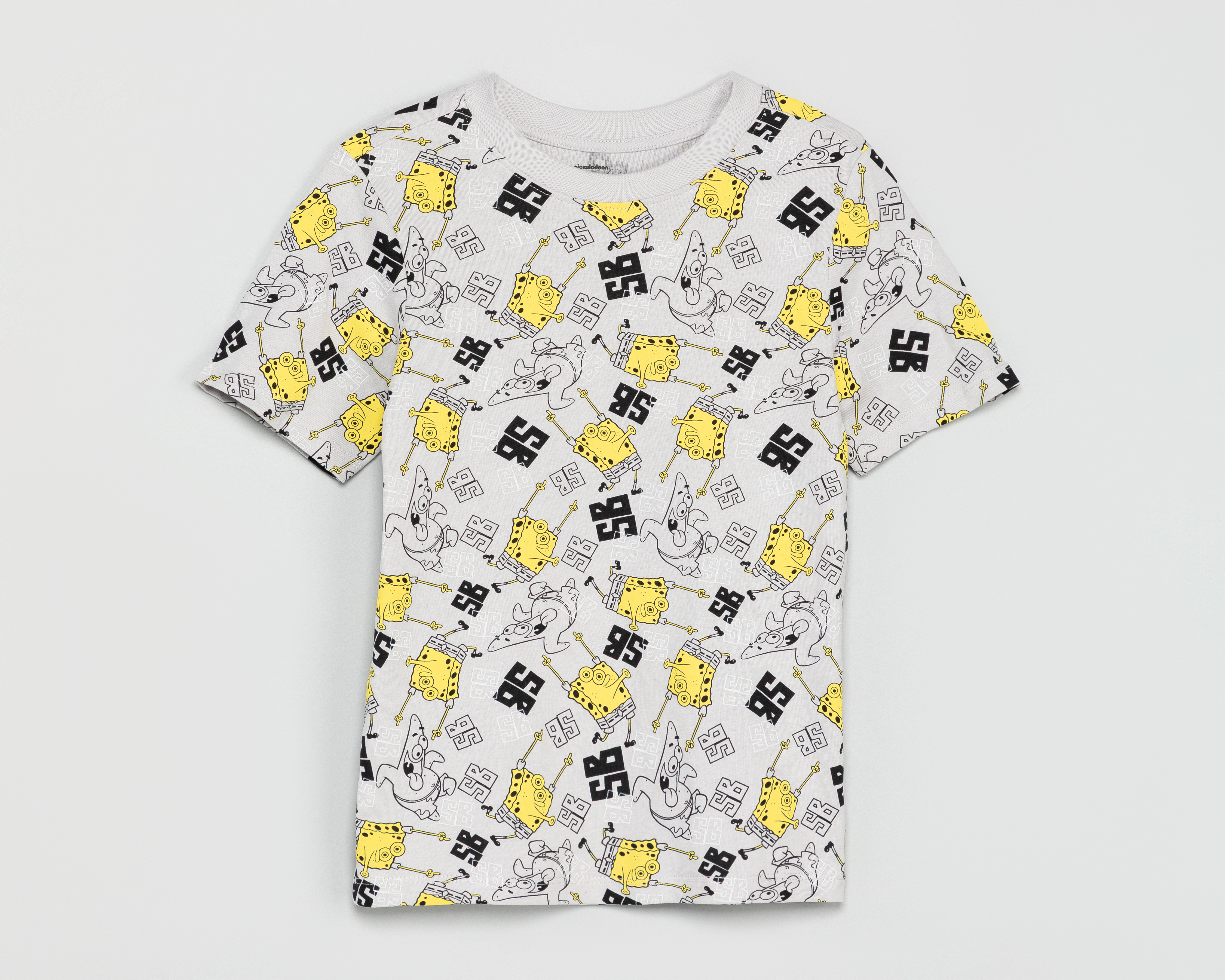 Playera de Cuello Redondo Gris Bob Esponja para Niño
