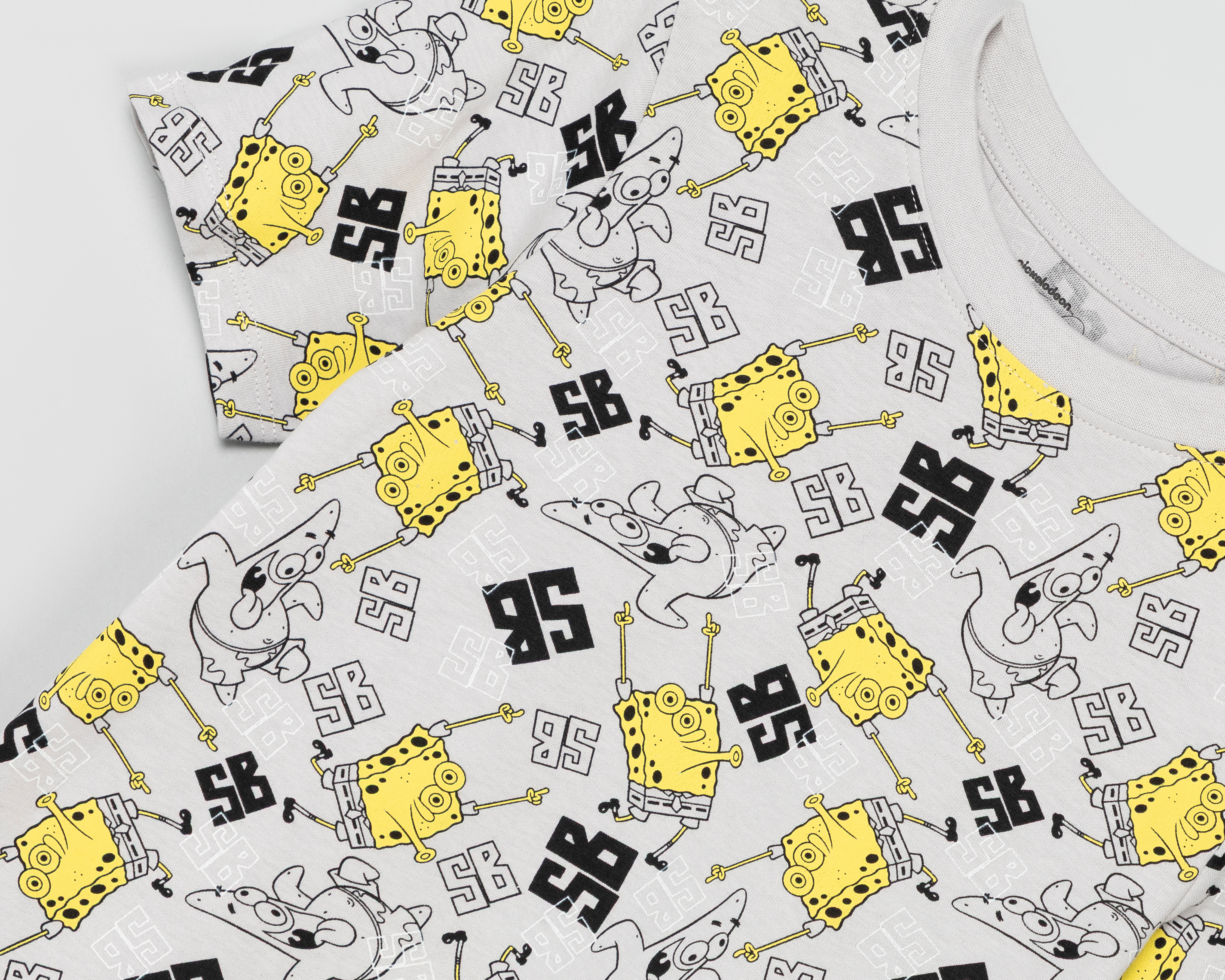 Foto 4 pulgar | Foto 3 | Playera de Cuello Redondo Gris Bob Esponja para Niño