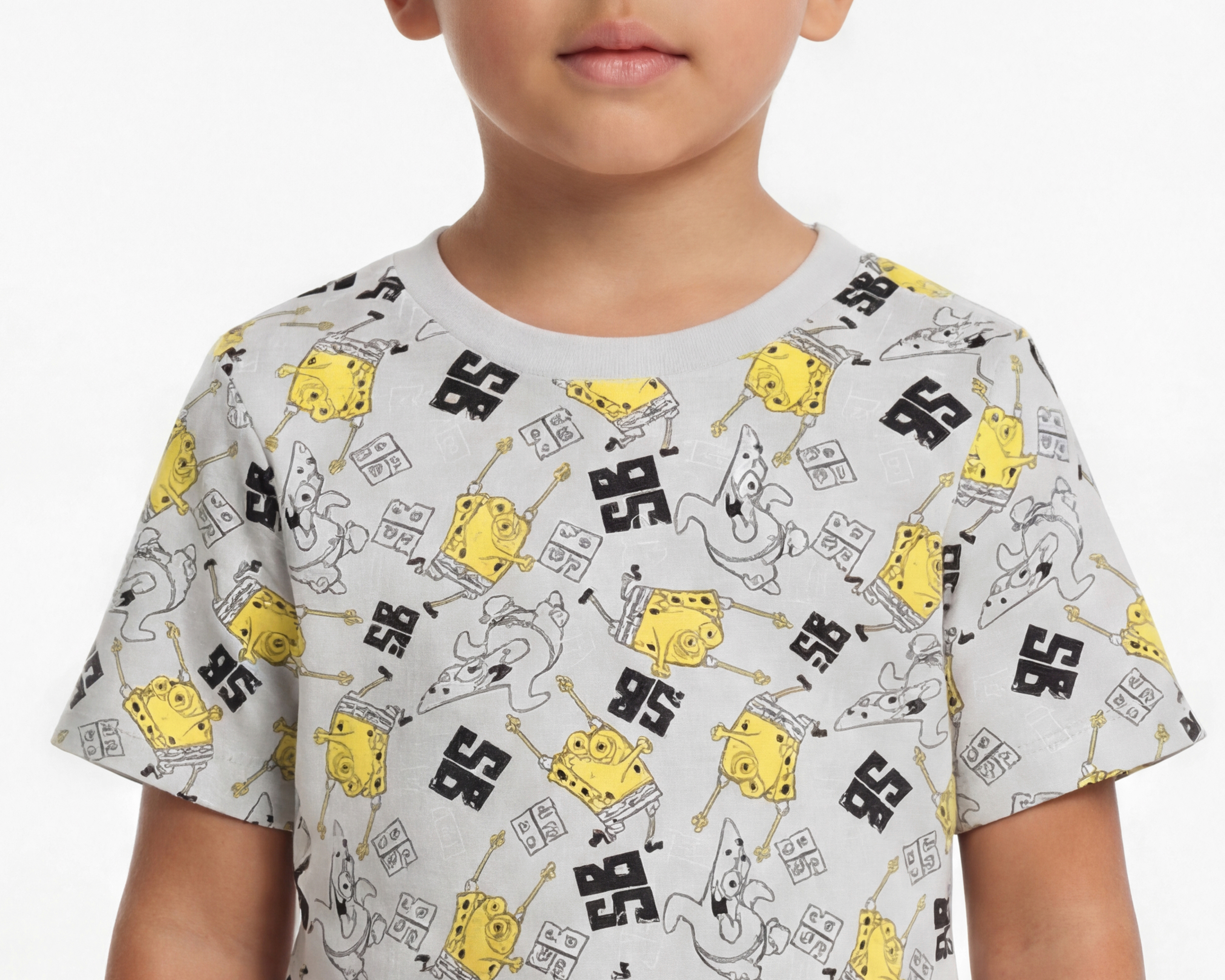 Foto 5 pulgar | Foto 4 | Playera de Cuello Redondo Gris Bob Esponja para Niño