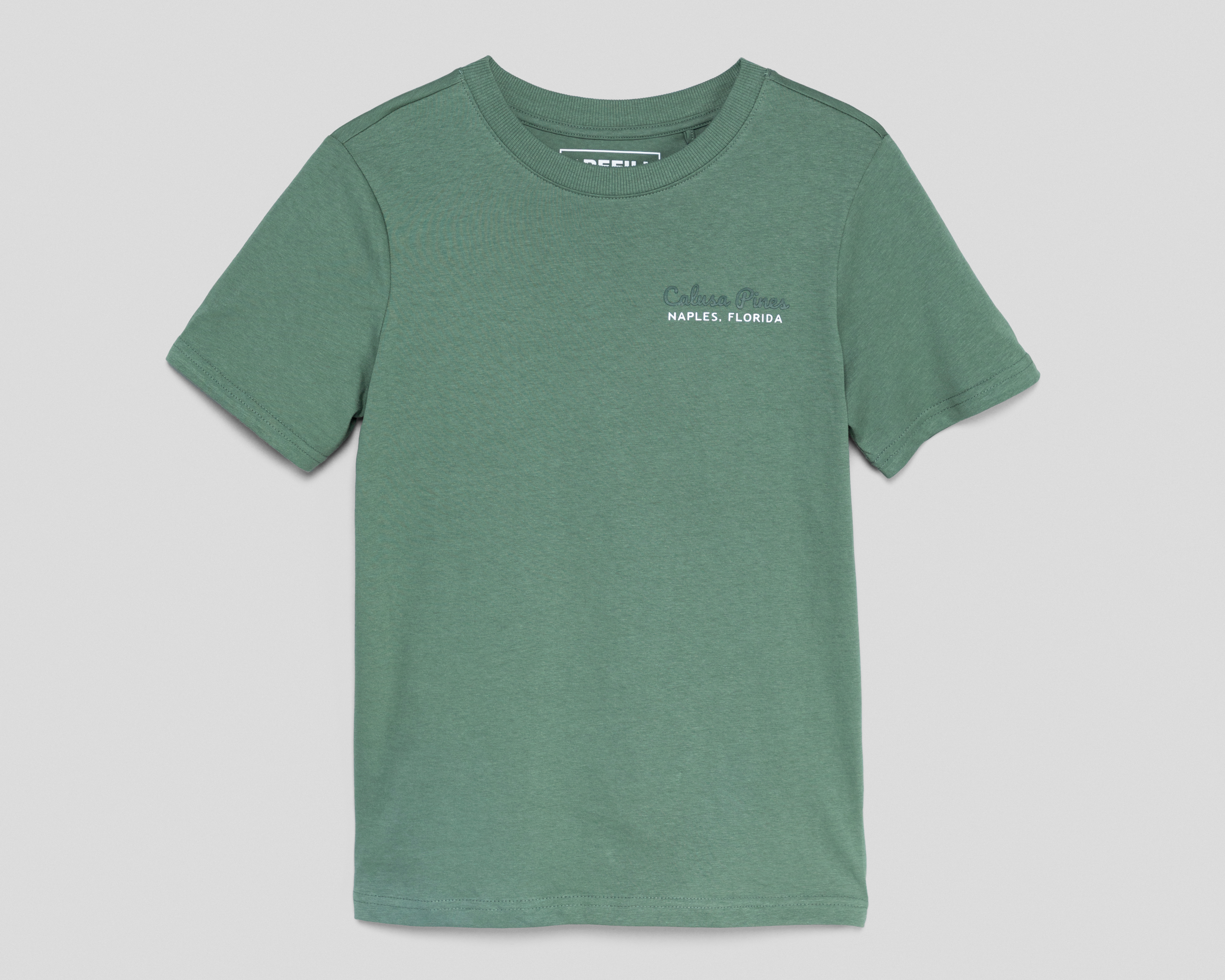 Foto 2 pulgar | Foto 1 | Playera de Cuello Redondo Verde Refill para Niño