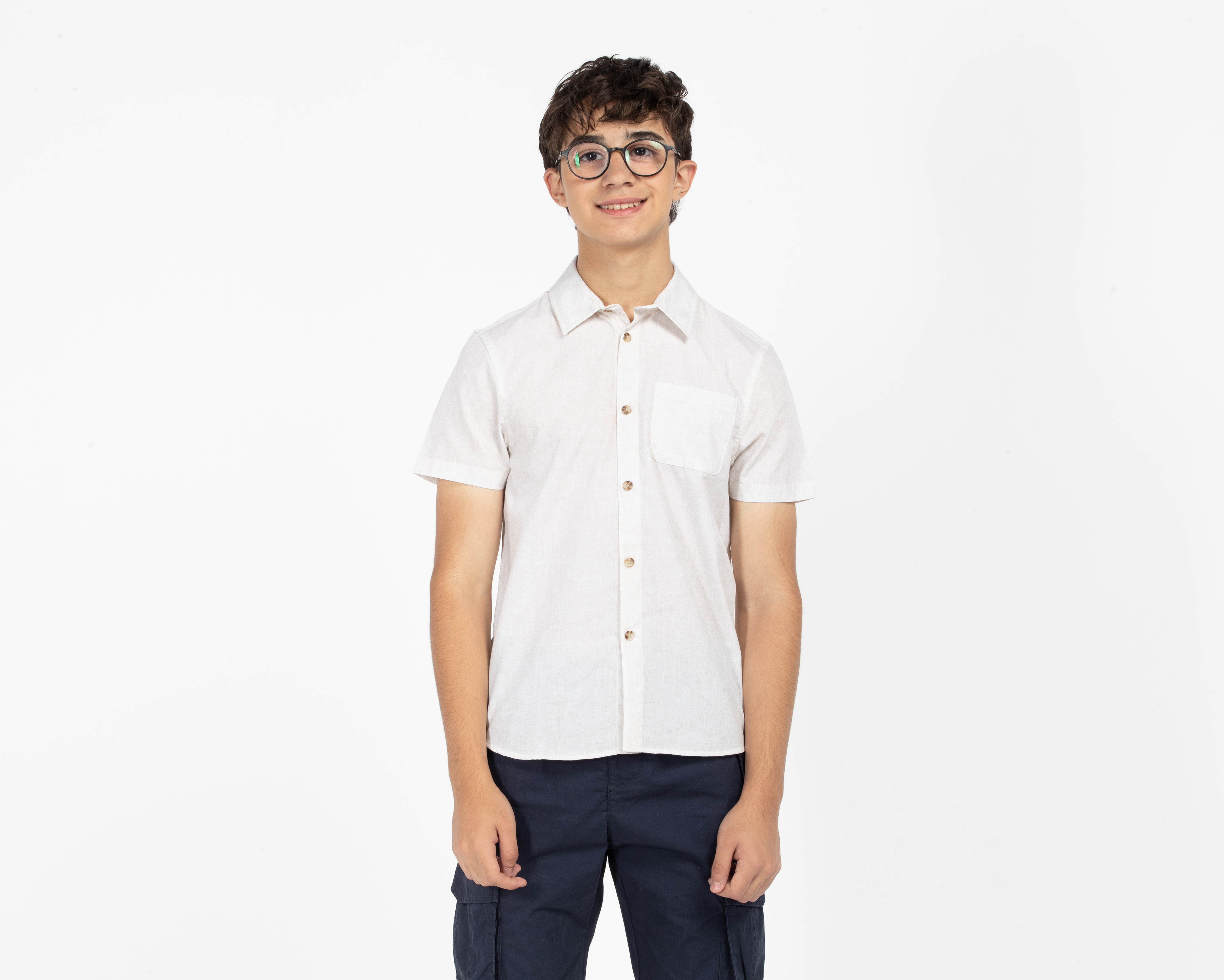 Camisa Cuello Americano Beige Refill para Niño