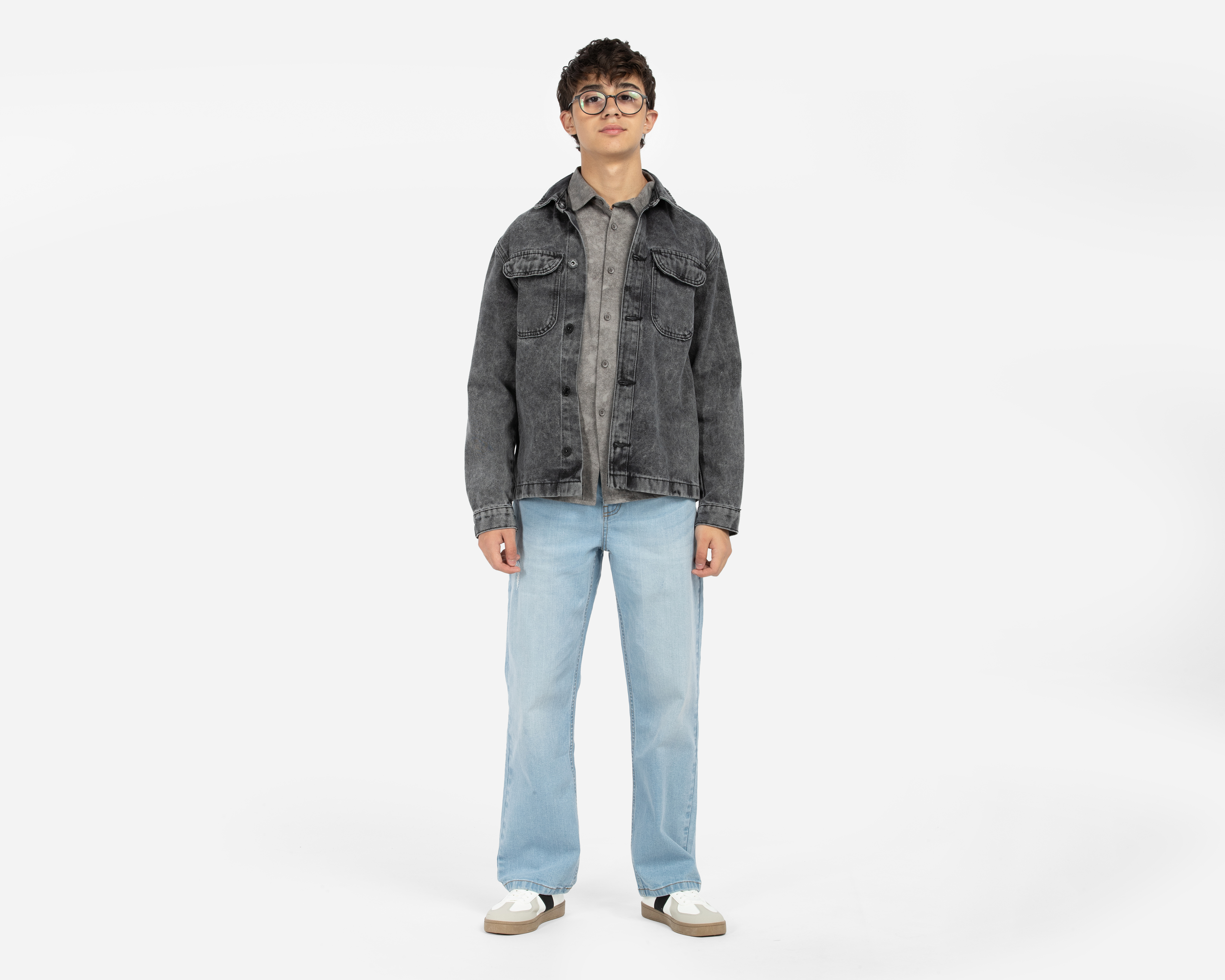 Foto 3 pulgar | Foto 2 | Camisa con Cuello Americano Gris Neo*City para Niño