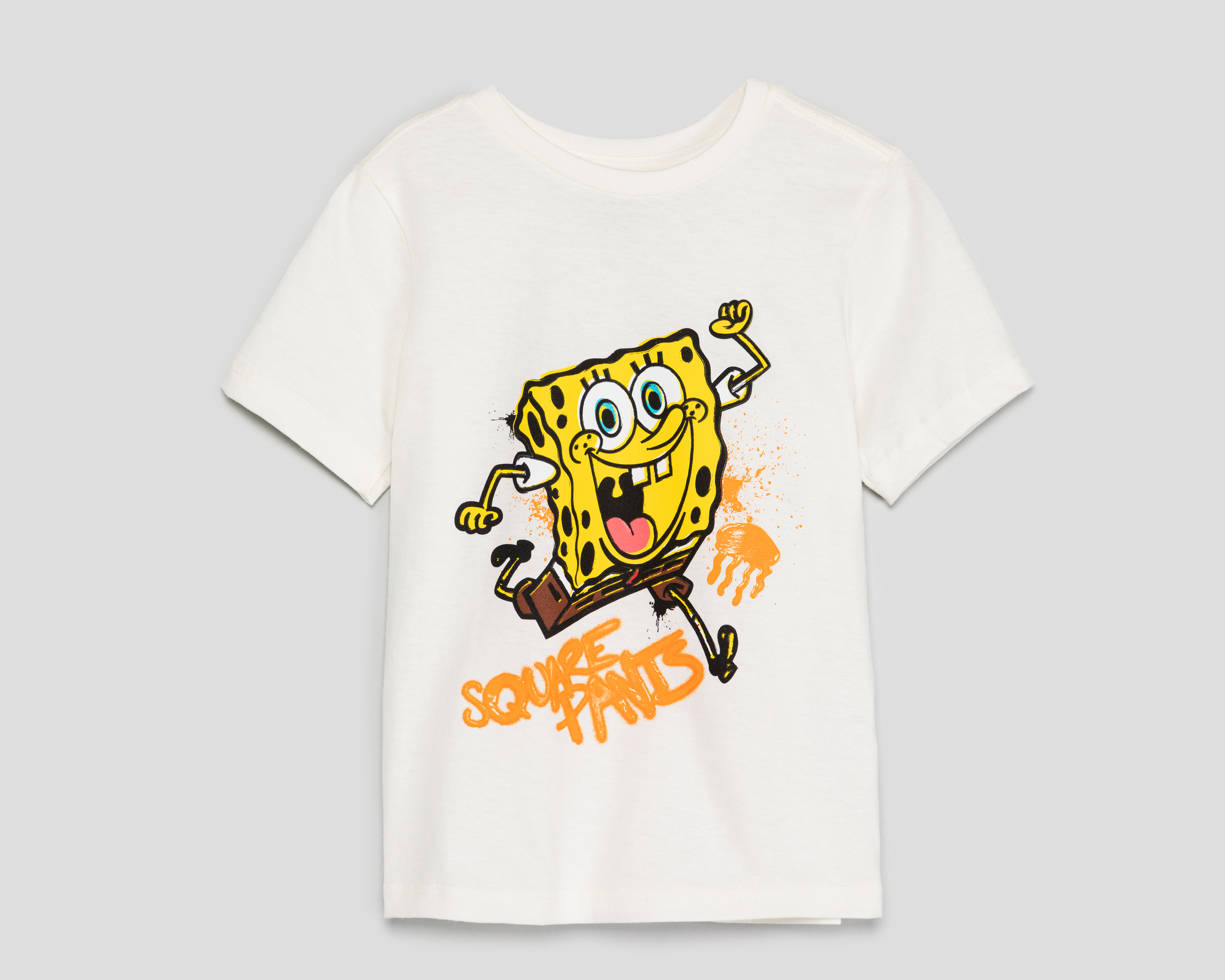 Playera de Cuello Redondo Blanca Bob Esponja para Niño