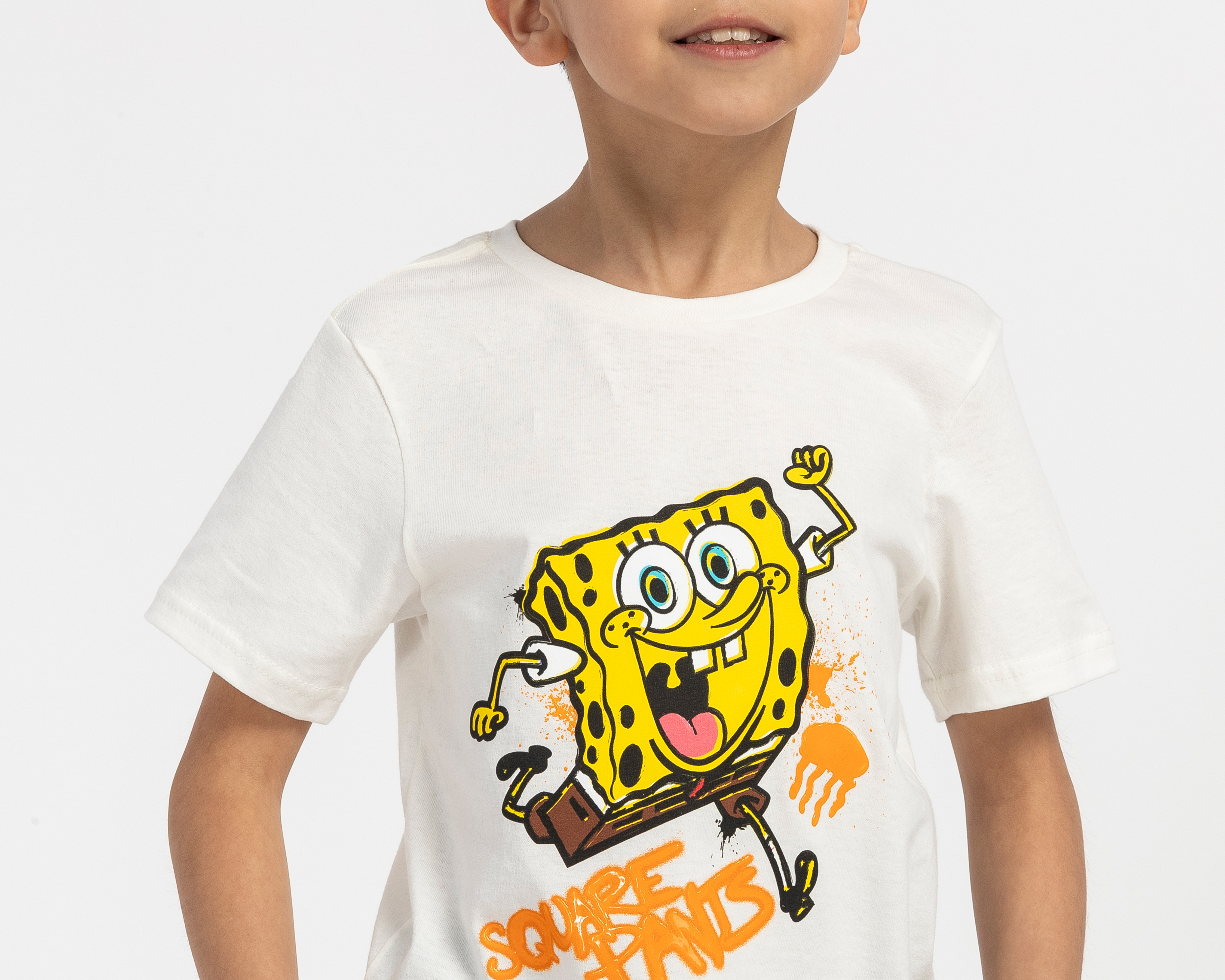 Foto 4 | Foto 4 | Playera de Cuello Redondo Blanca Bob Esponja para Niño