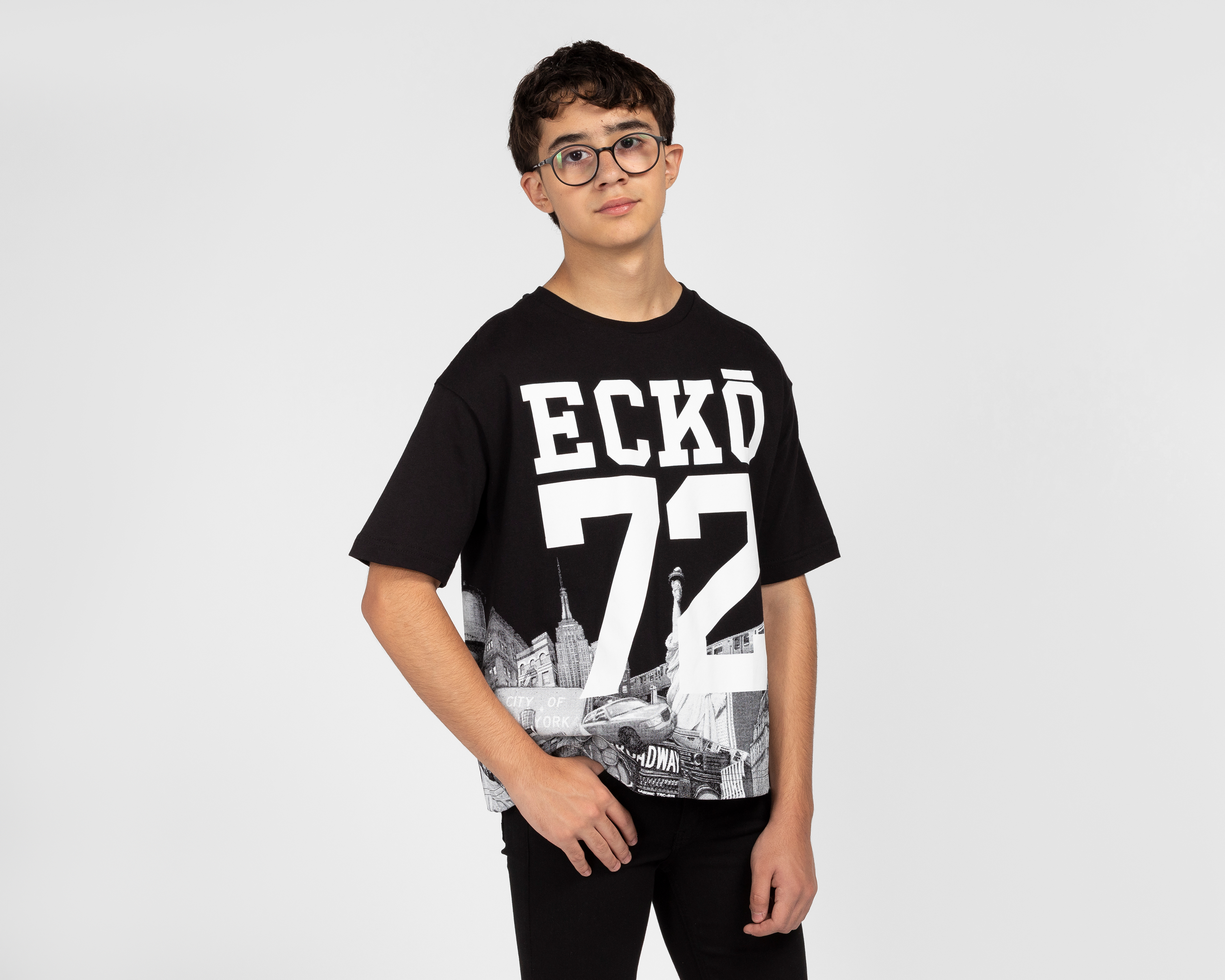 Playera de Cuello Redondo Negra Ecko Unltd. para Niño