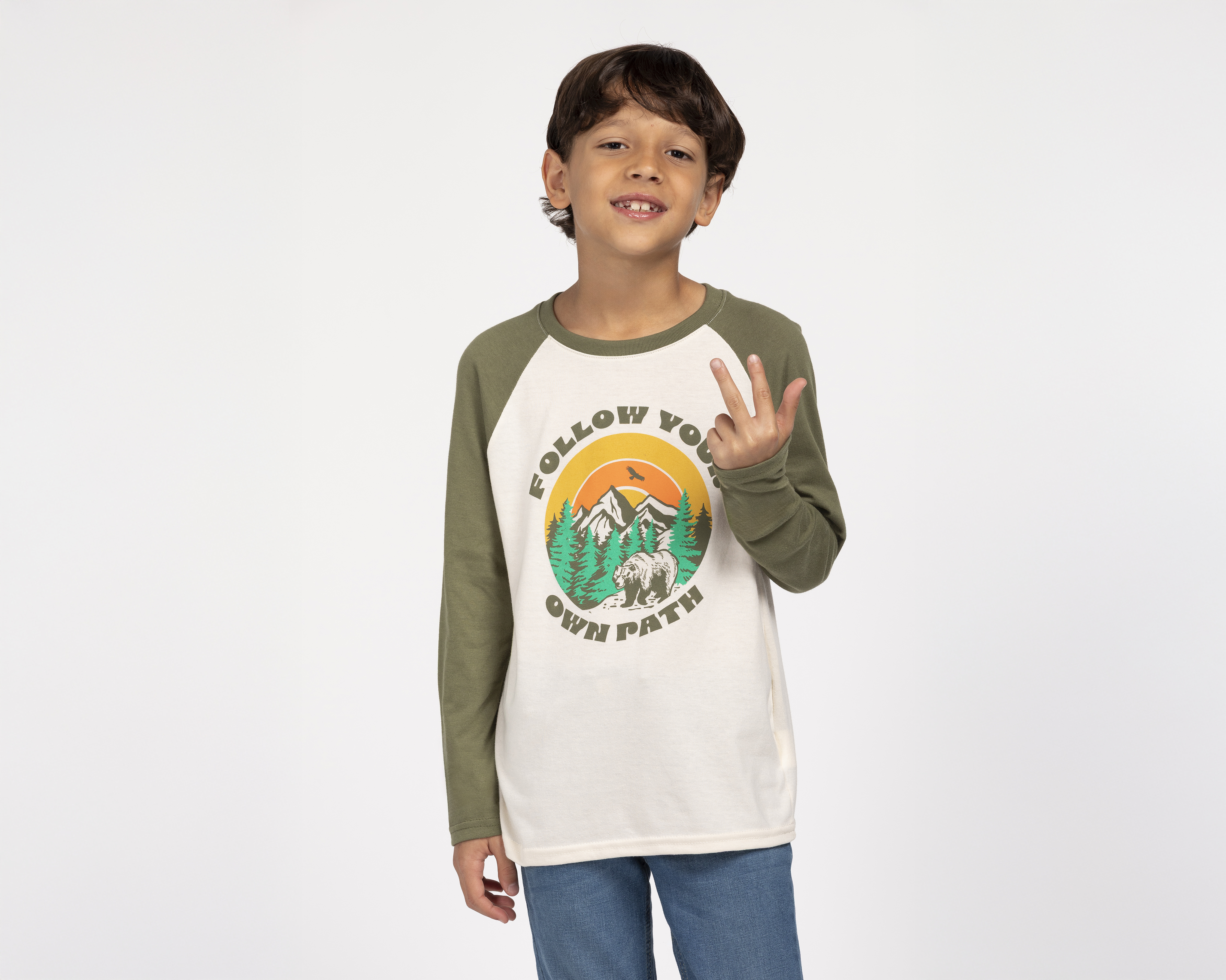 Foto 1 | Foto 1 | Playera Manga Larga Hueso Refill para Niño