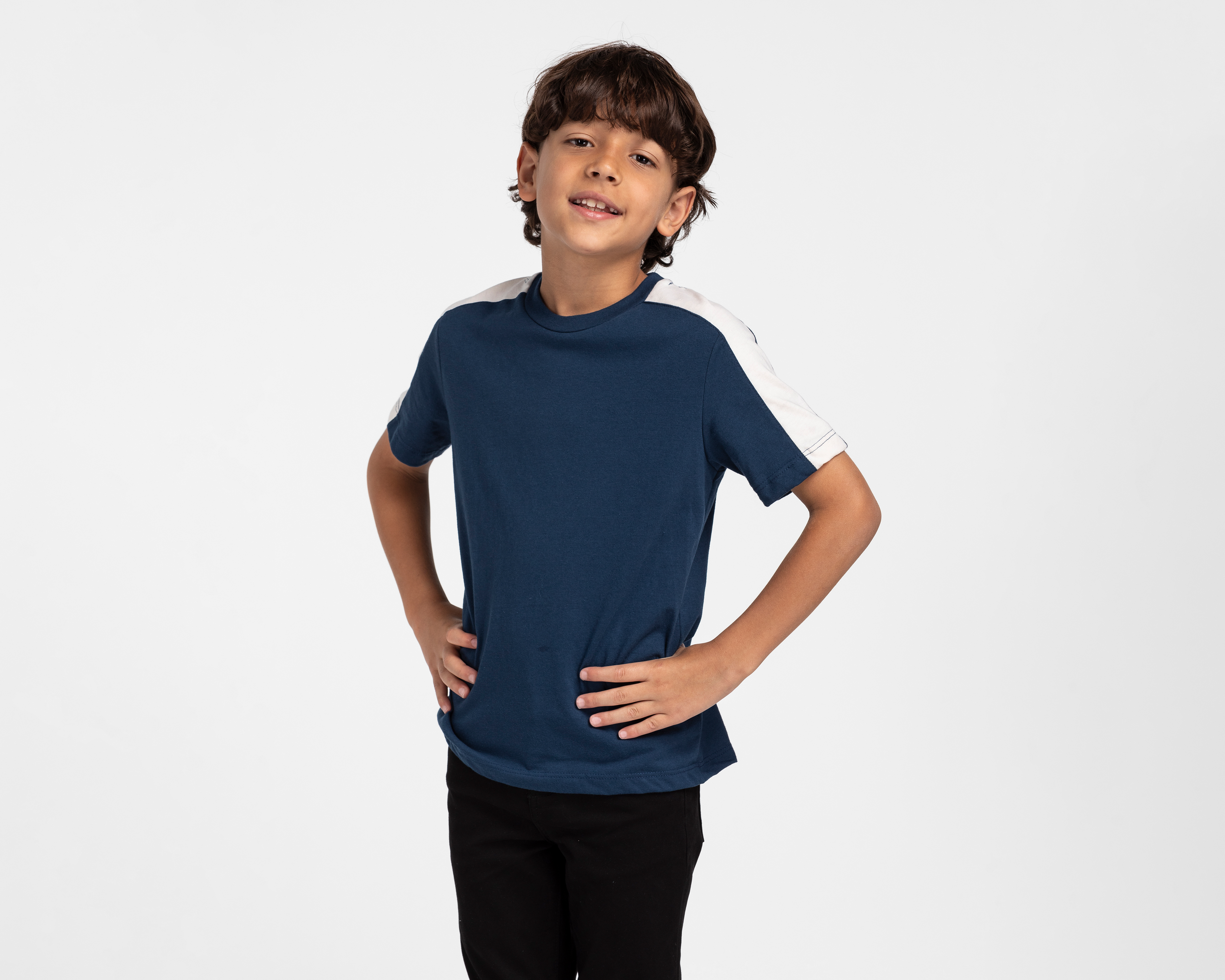 Playera Cuello Redondo Azul Marino Refill para Niño