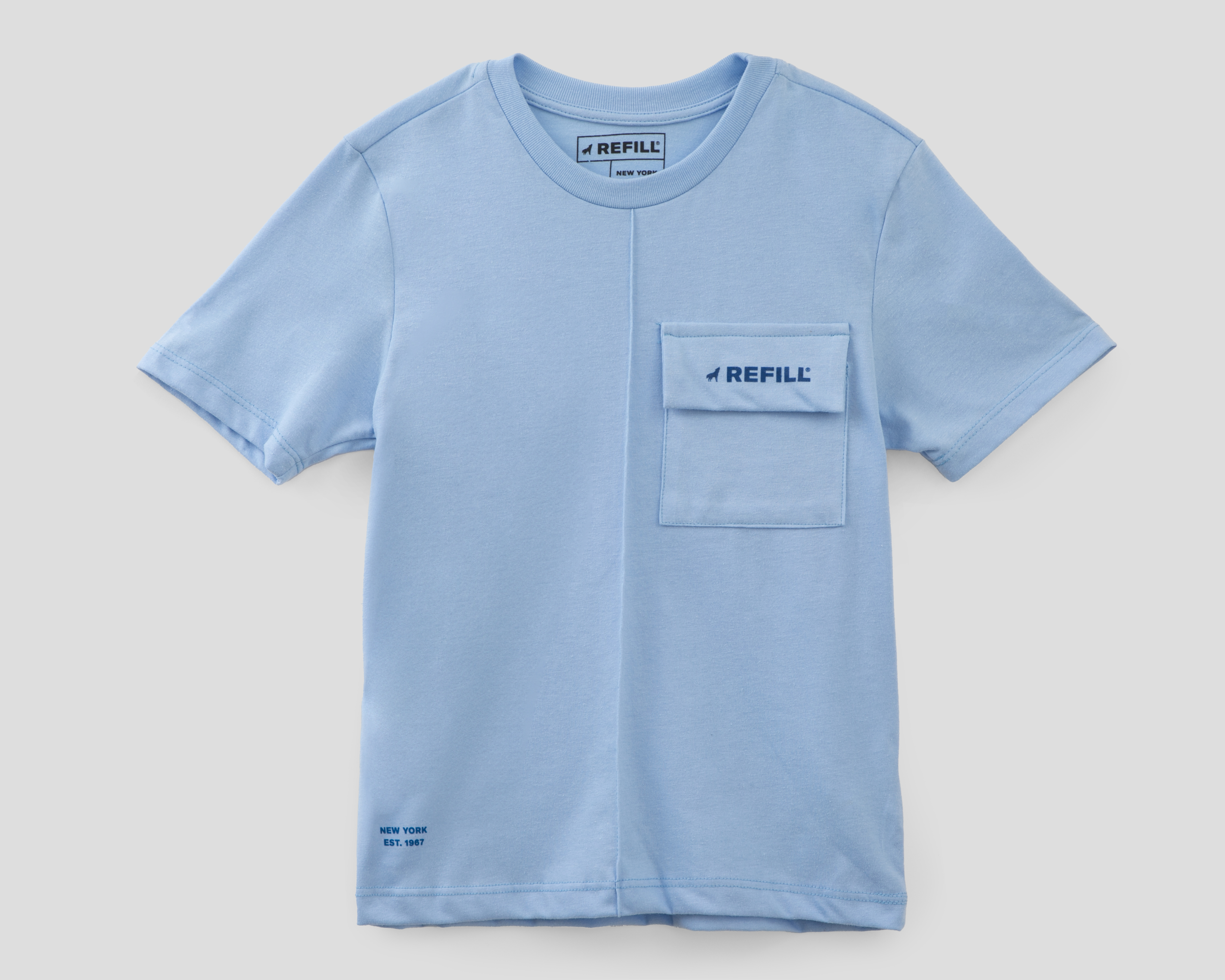 Foto 2 pulgar | Foto 1 | Playera de Cuello Redondo Azul Refill para Niño