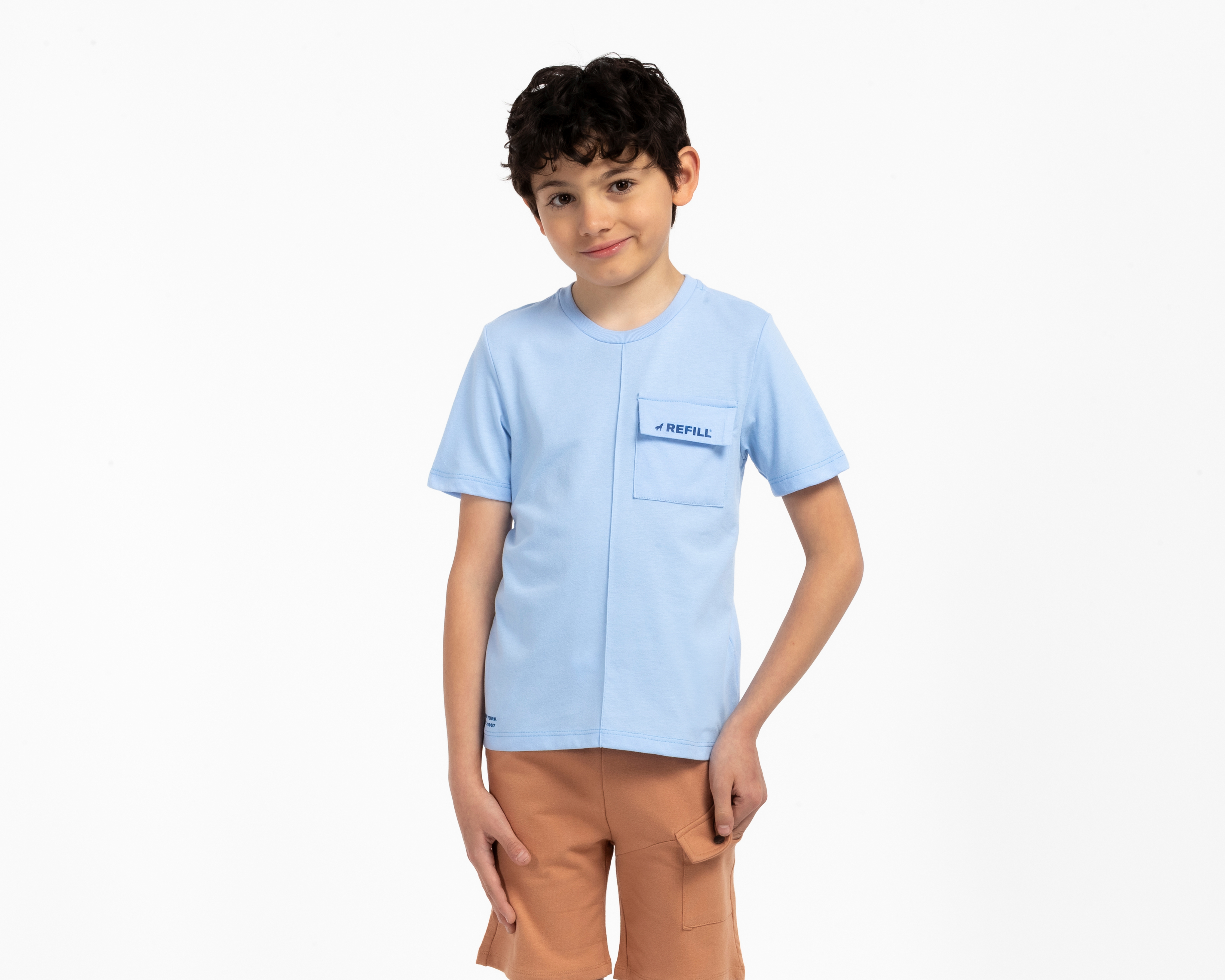 Playera de Cuello Redondo Azul Refill para Niño