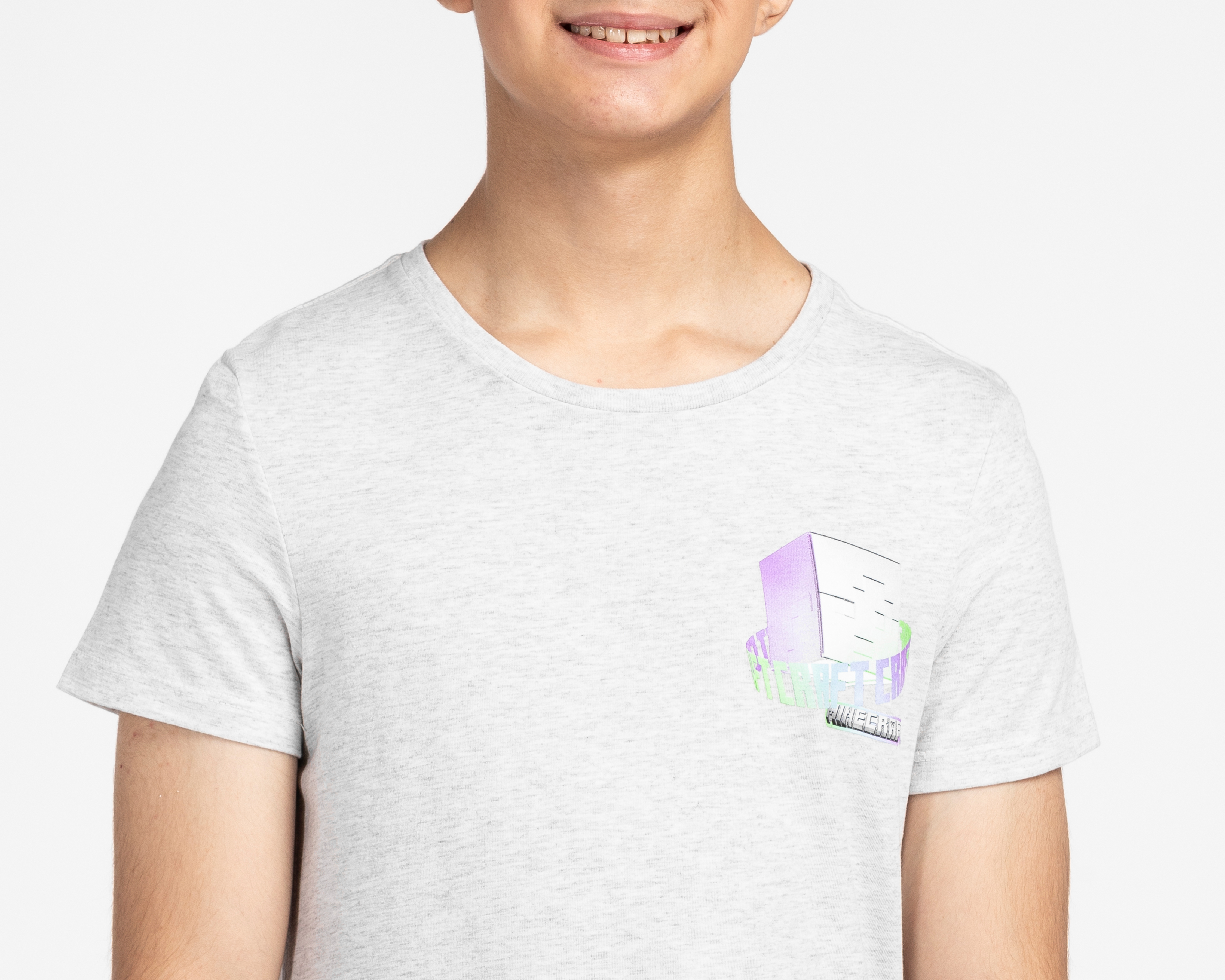 Foto 5 pulgar | Foto 4 | Playera de Cuello Redondo Gris Minecraft para Niño