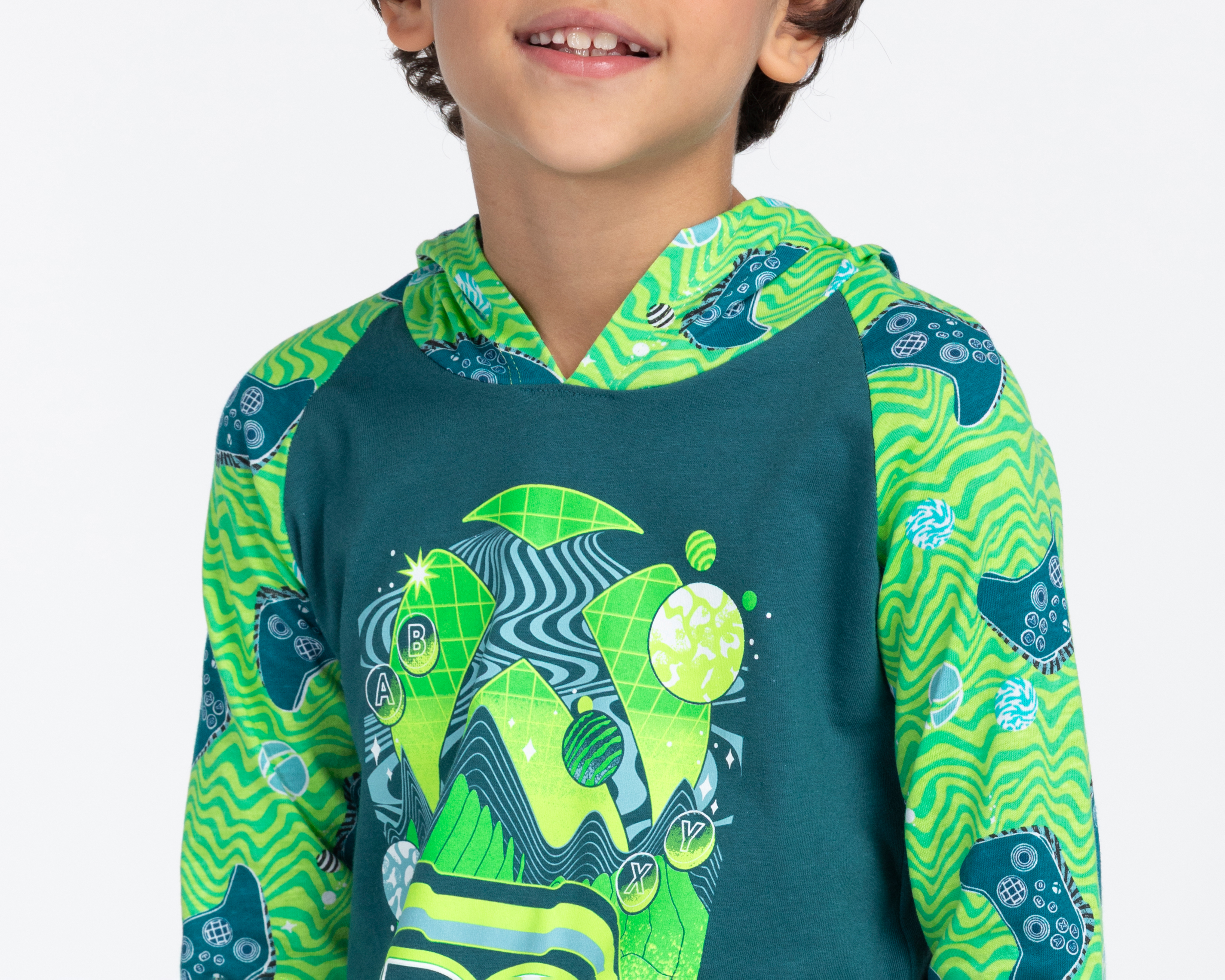 Foto 4 pulgar | Foto 3 | Playera con Capucha Verde Xbox para Niño