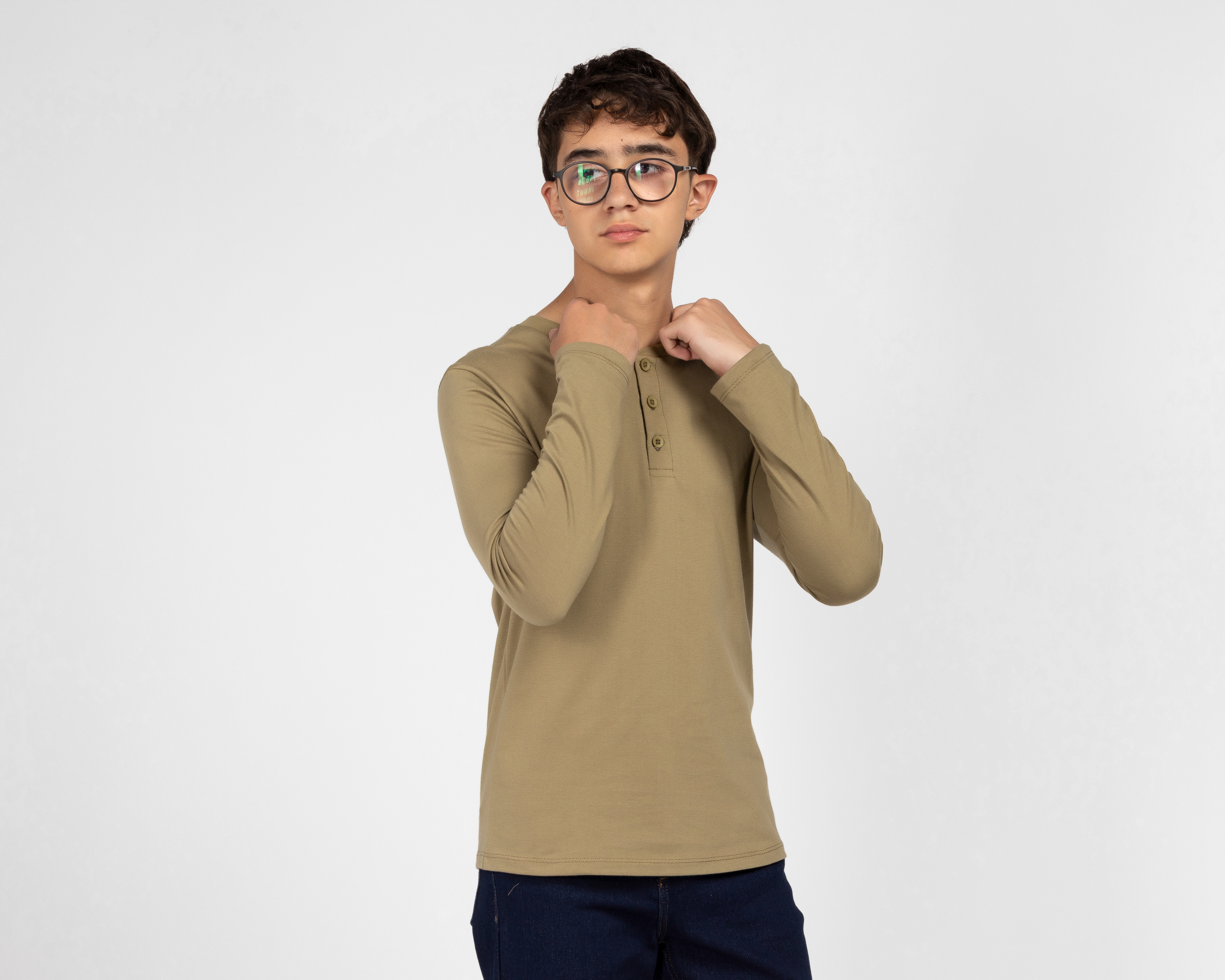 Foto 1 | Foto 1 | Playera Polo Refill Cuello Mao Manga Larga Verde para Niño