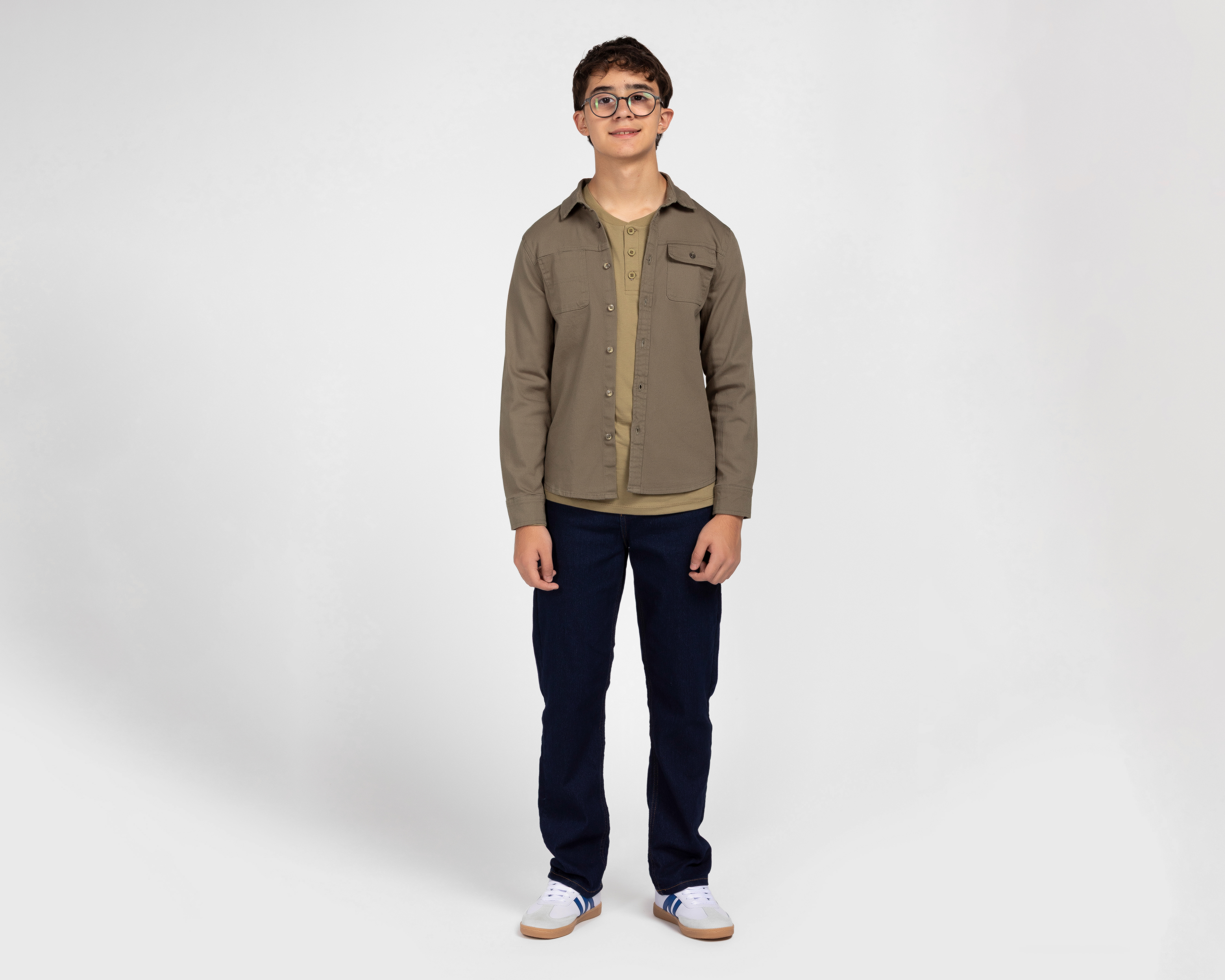 Foto 3 pulgar | Foto 2 | Playera Polo Refill Cuello Mao Manga Larga Verde para Niño