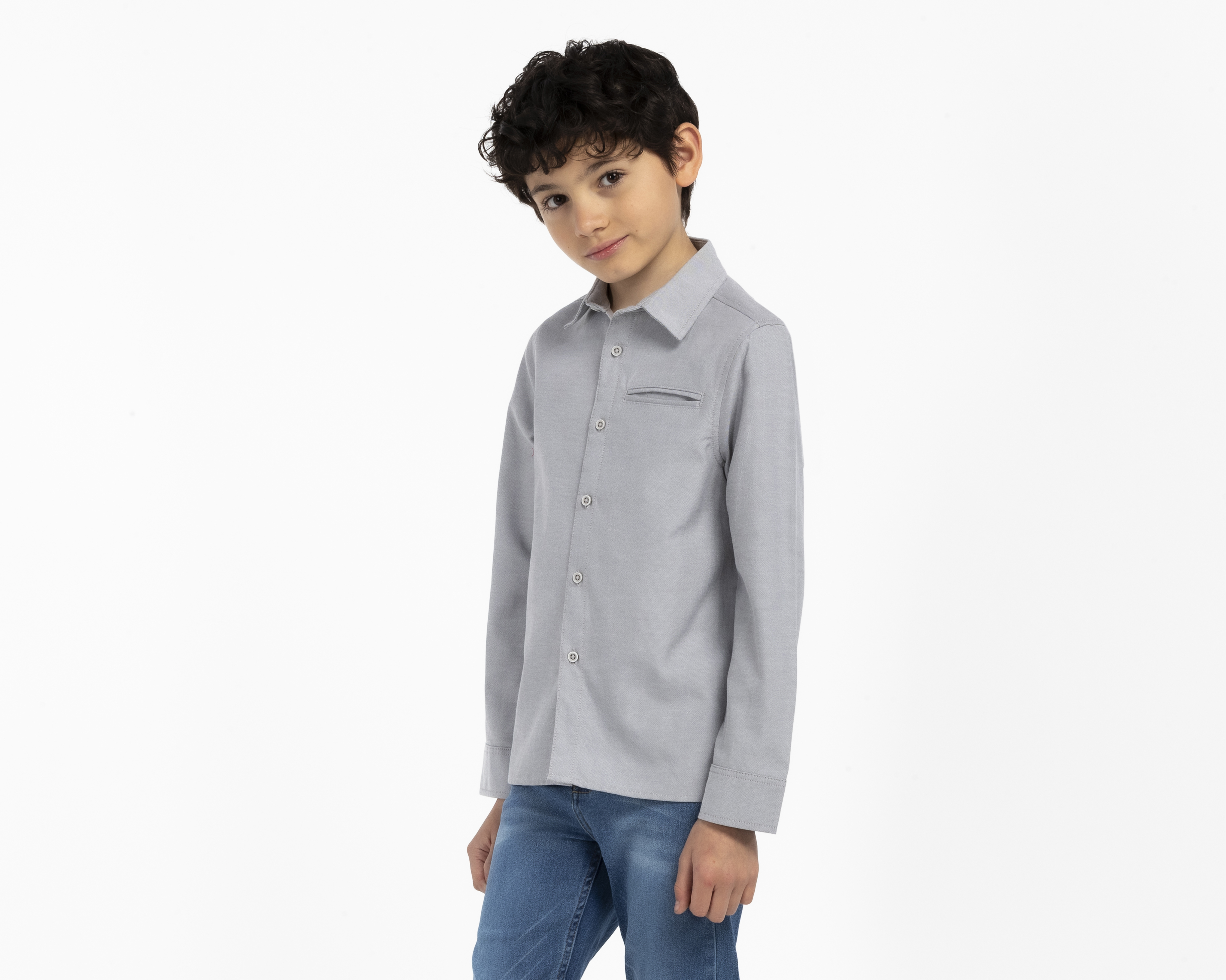 Camisa de Cuello Americano Gris Refill para Niño